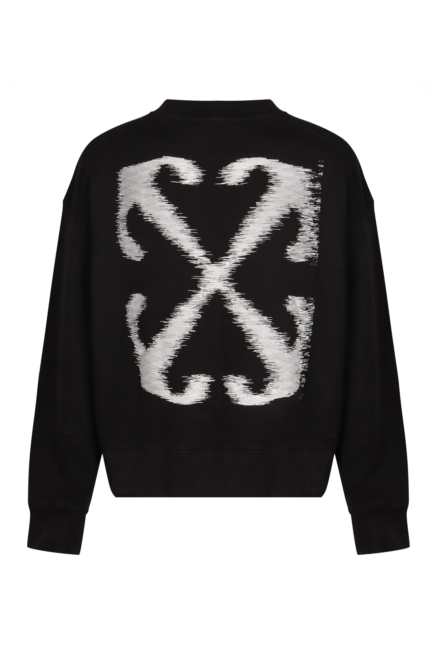 Shop Off-white Logo Detail Cotton Sweatshirt In Black