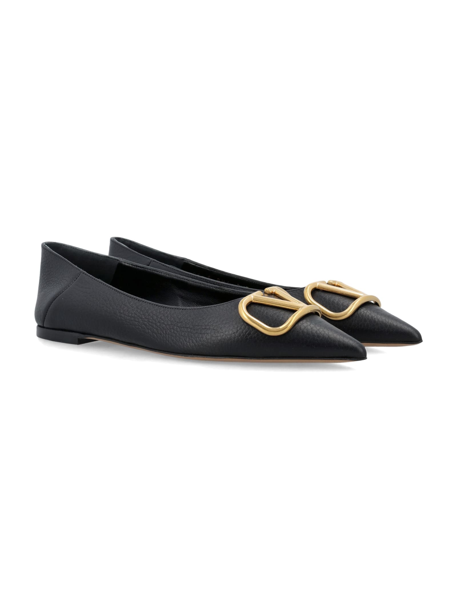 Shop Valentino Vlogo Signature Ballerinas In Nero