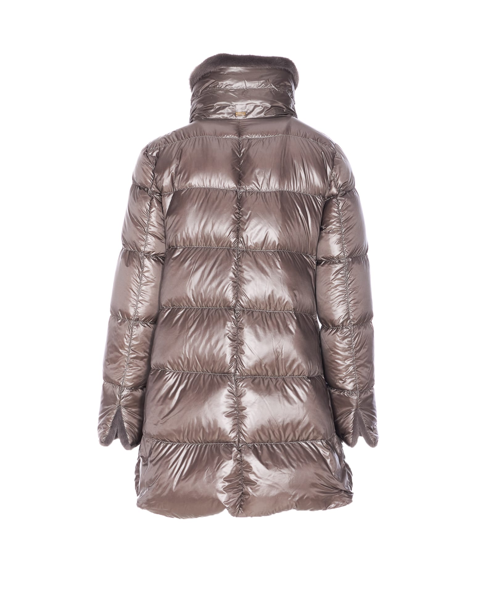 Herno A-shape Long Down Jacket With High Neck In Gray