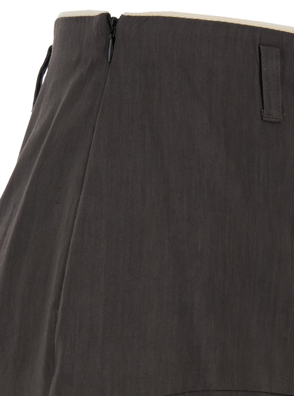 Tela Sweet Brown Asymmetric Skirt With Side Zip Closure In Linen And Viscose Blend Woman In Brown