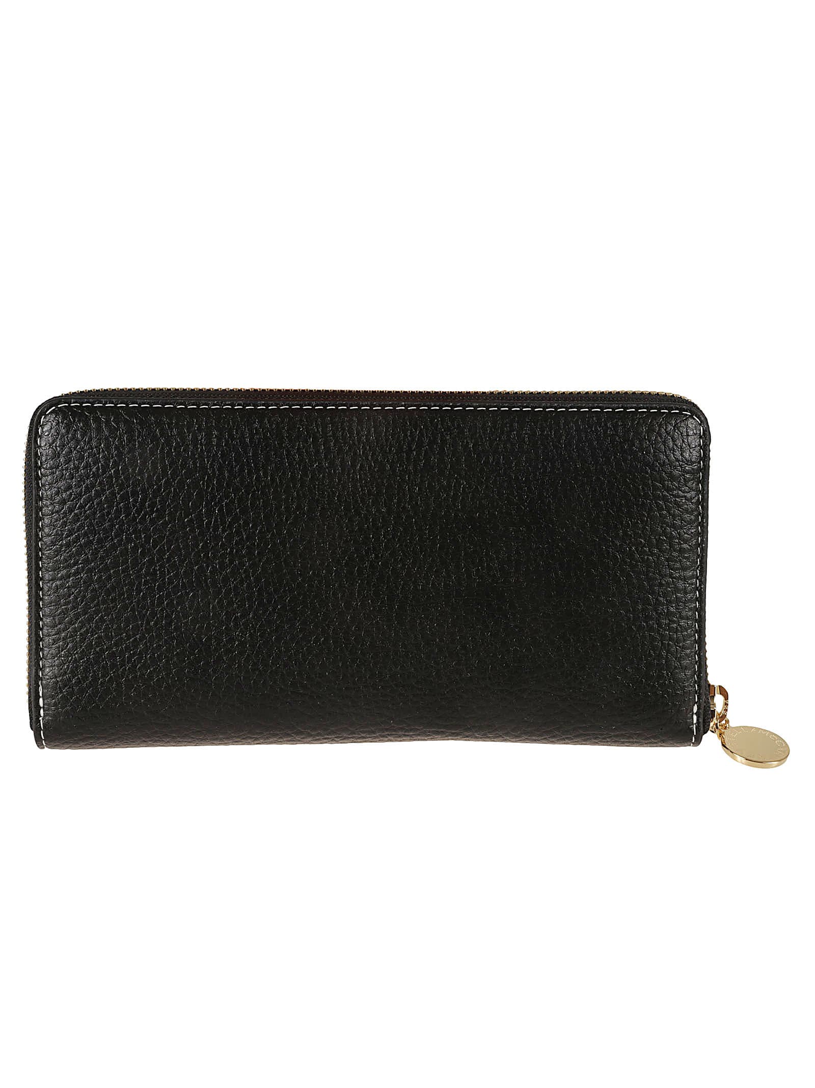 Shop Stella Mccartney Logo Embossed Zip Wallet In Black