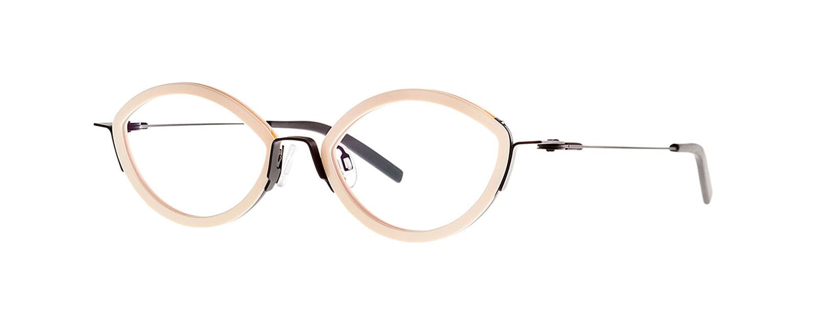 Shop Theo Eyewear Trinxat 41 Glasses In Cream/black