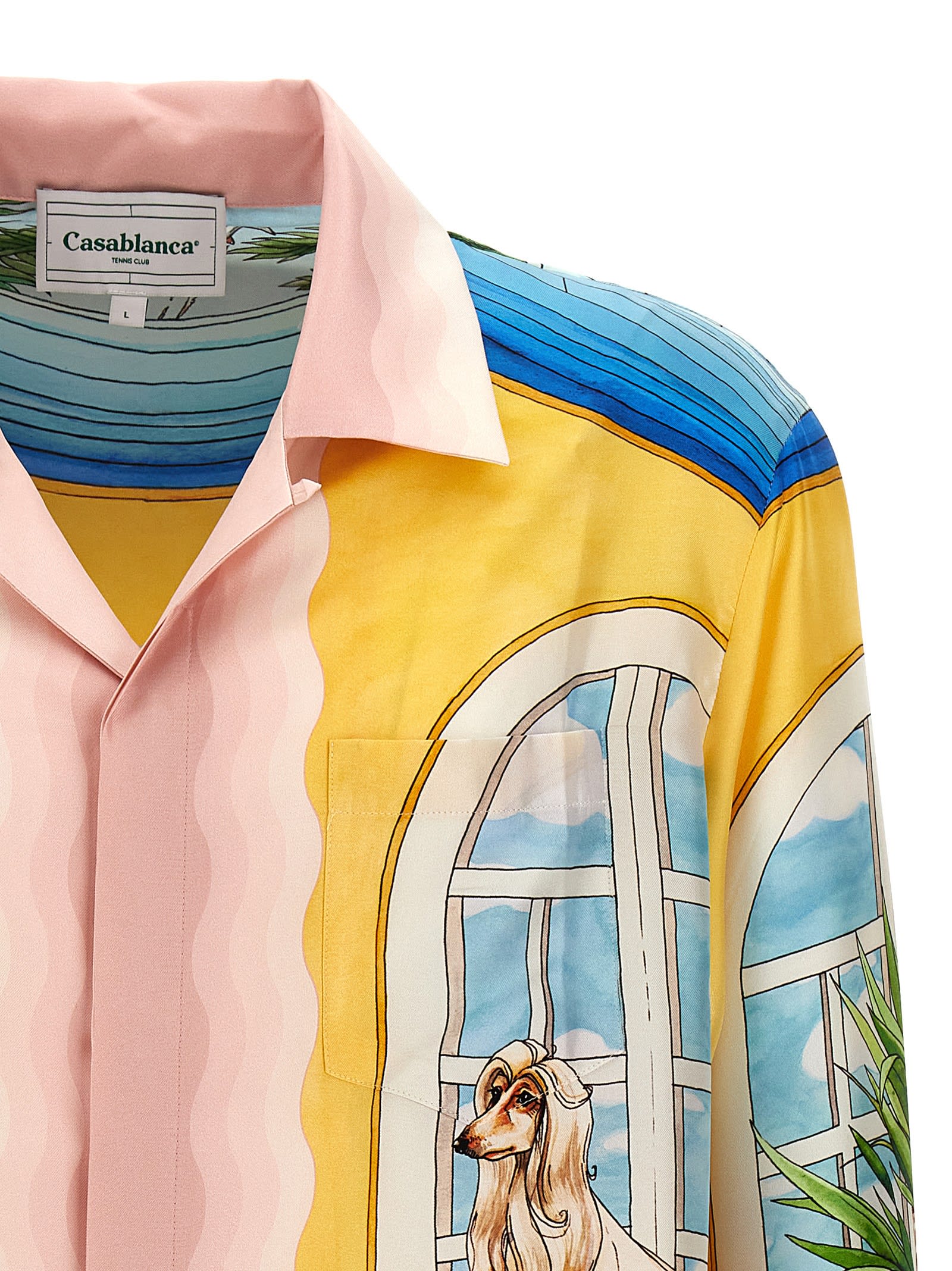 Shop Casablanca Appartement Dans Les Airs Silk Shirt In Multicolor