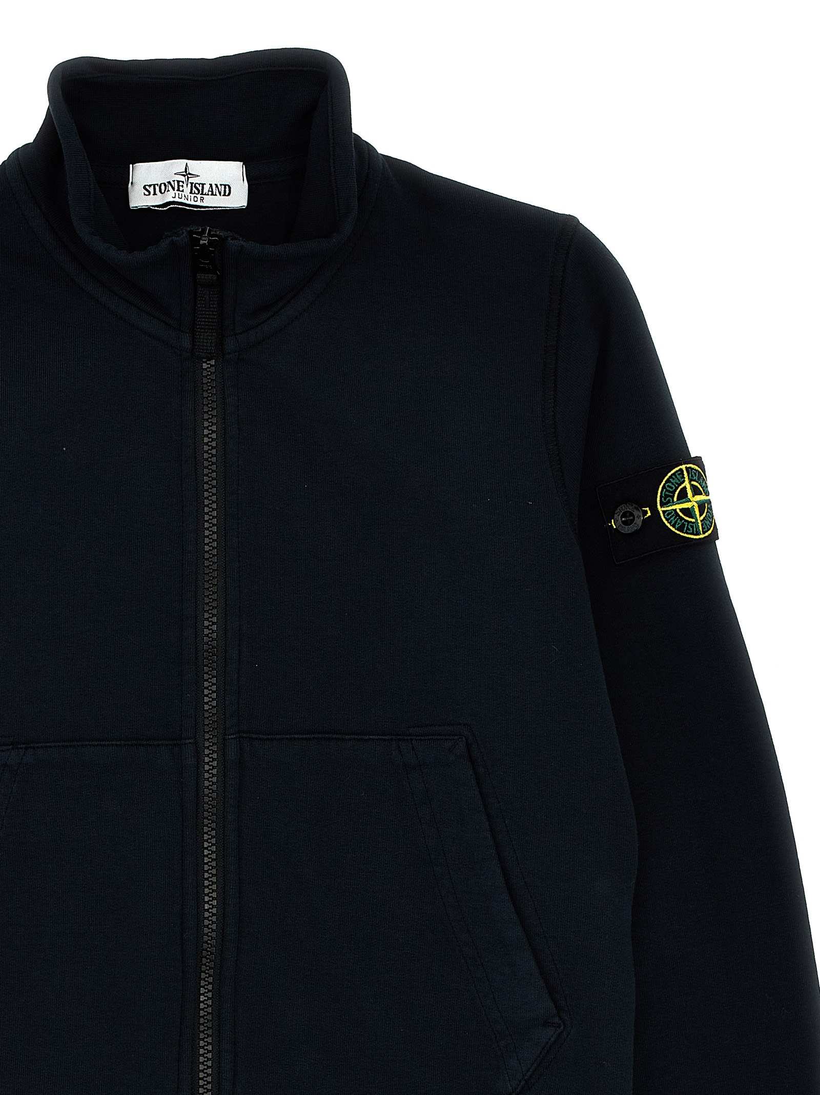 Stone Island Logo Badge Jacket In Blue