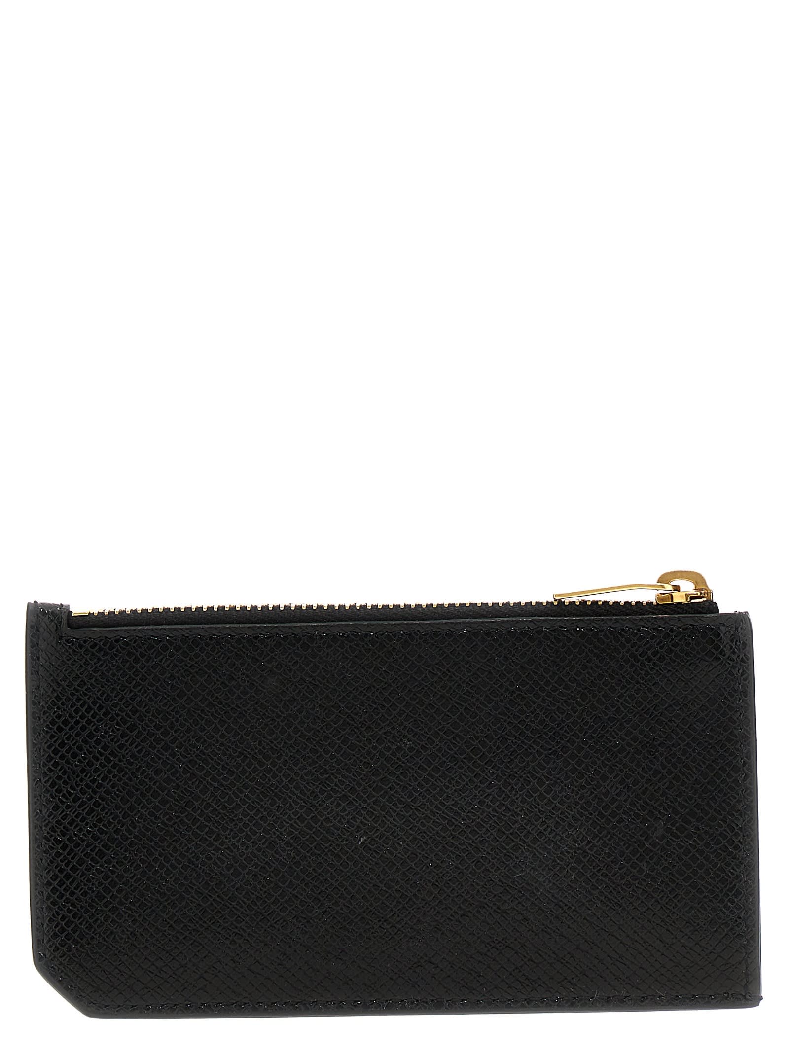 Shop Saint Laurent Paris Fragments Card Holder In Black