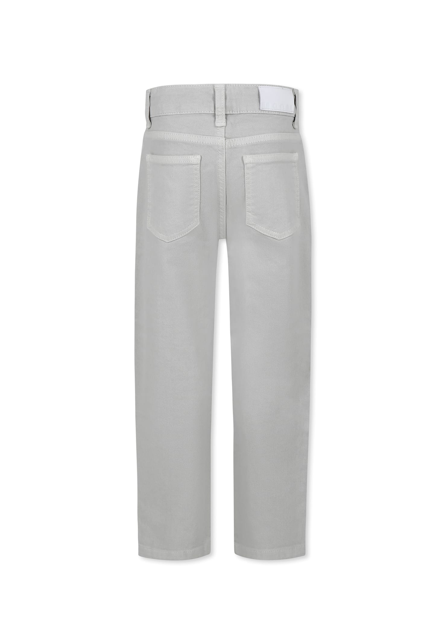 Msgm Grey Jeans For Girl With Logo In Gray