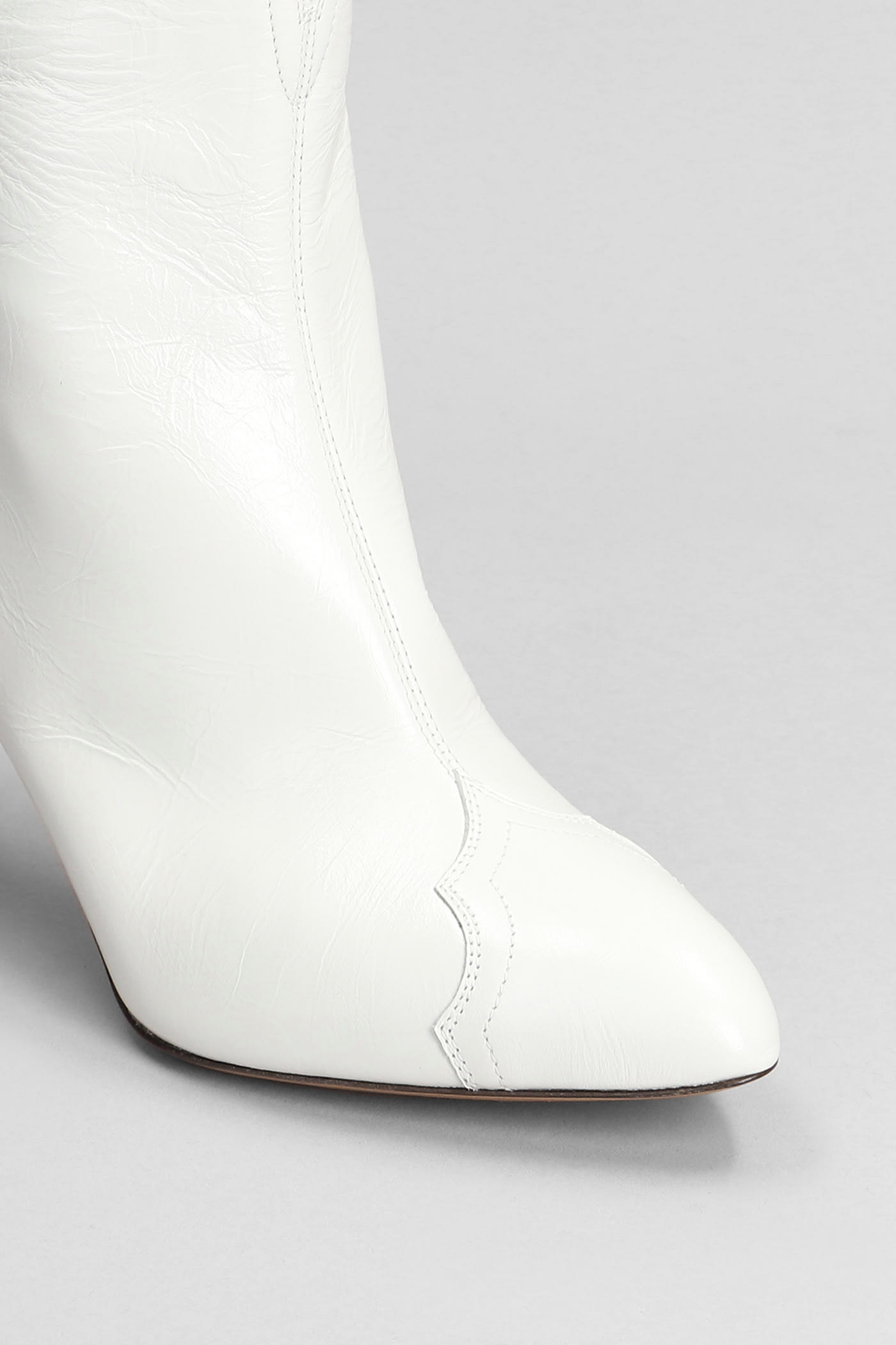 Shop Isabel Marant Dytho High Heels Ankle Boots In White Leather