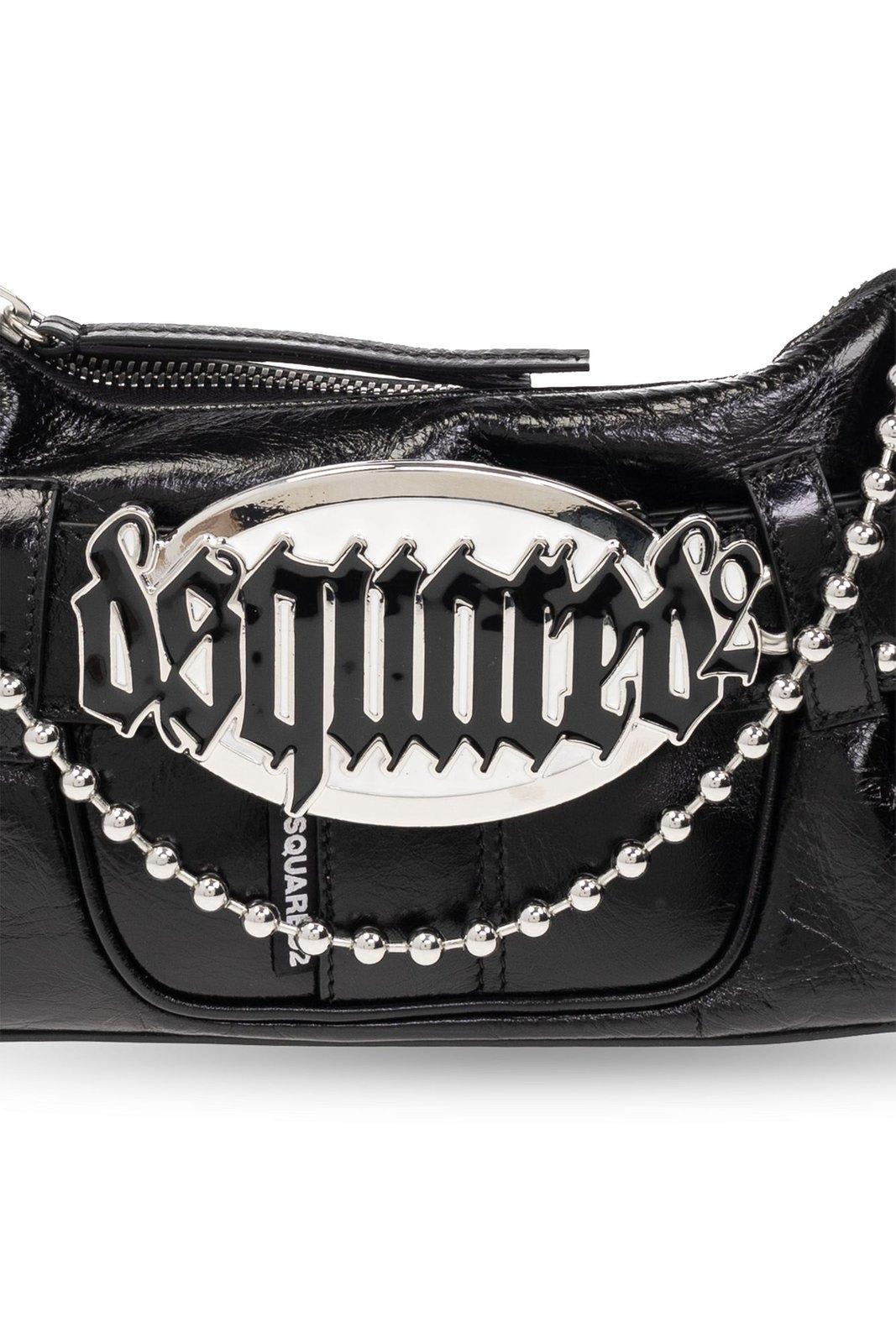 Shop Dsquared2 Gothic Logo Plaque Shoulder Bag In Black