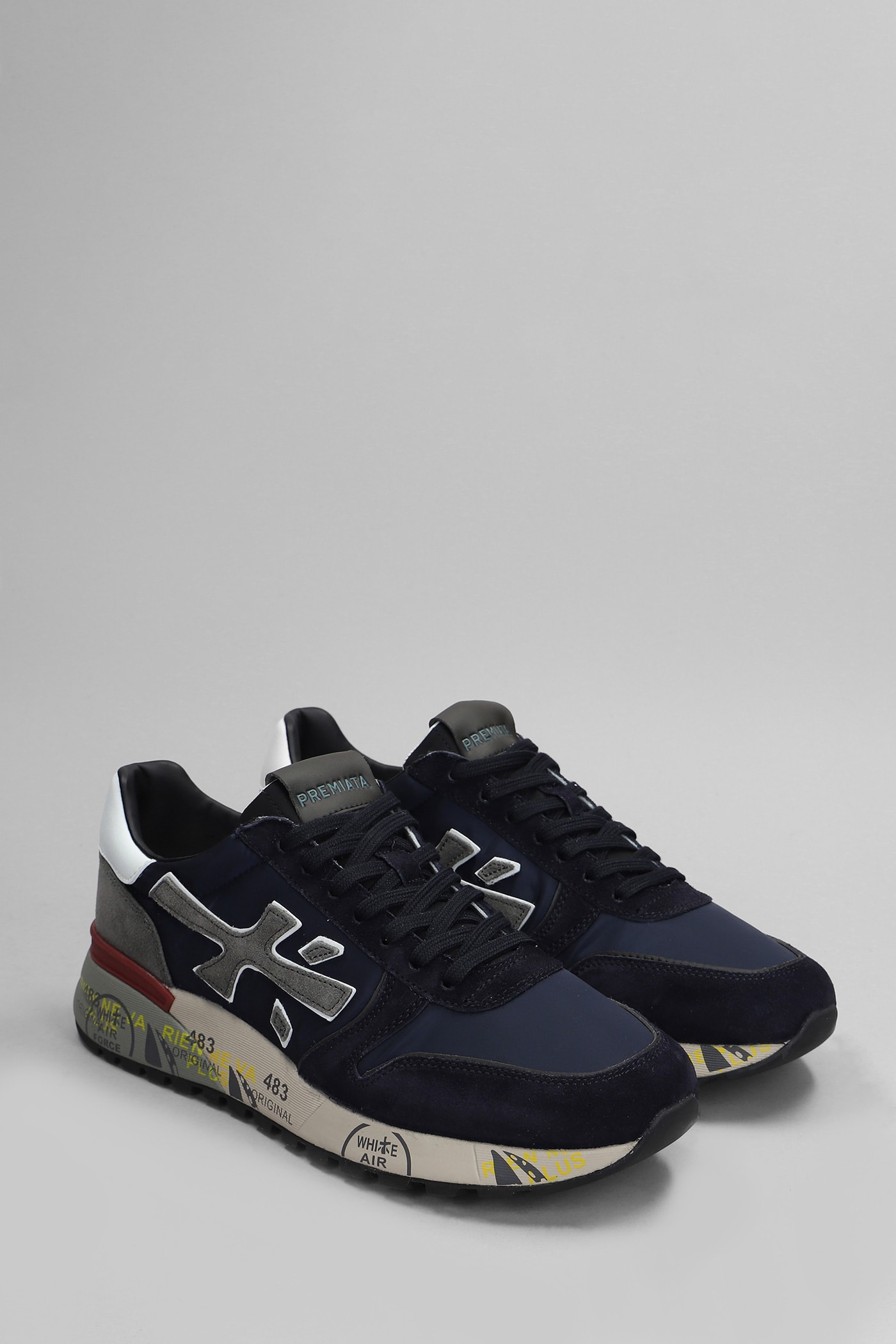 Shop Premiata Mick Sneakers In Blue Suede And Fabric