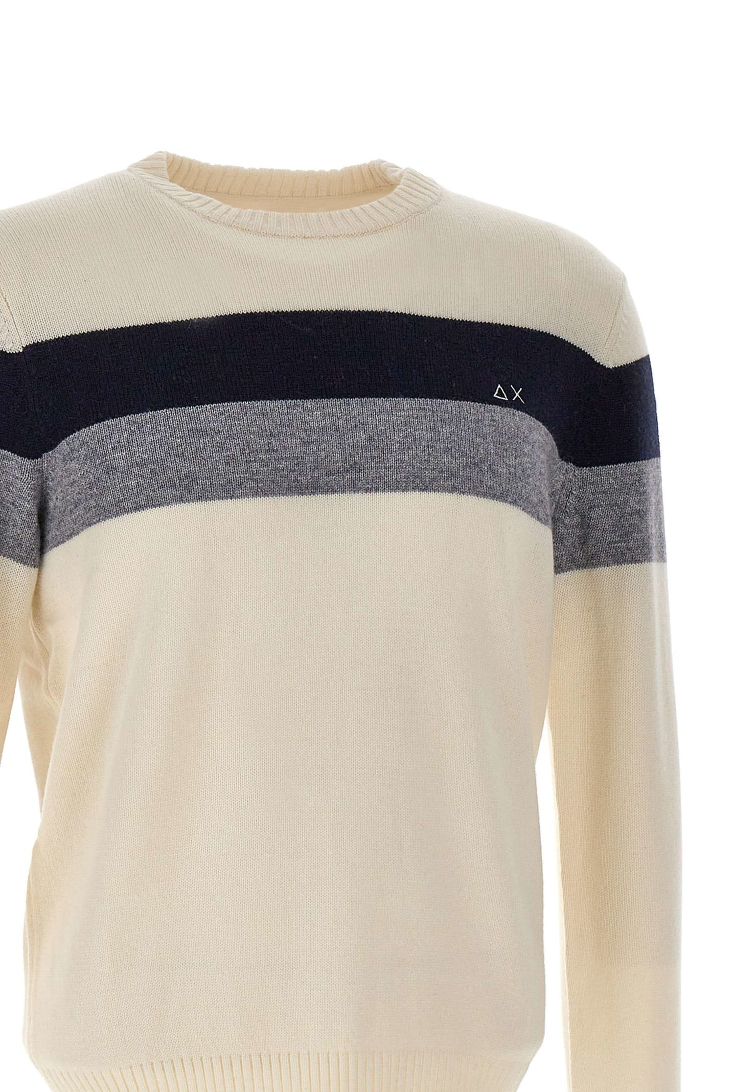 Sun 68 Fancy Wool, Viscose And Cashmere Sweater Sweater In Bianco