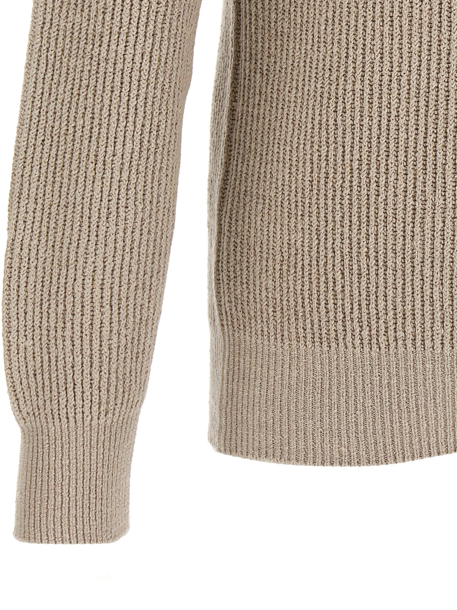 Brunello Cucinelli Ribbed Sweater Sweaters And Cardigans In Beige