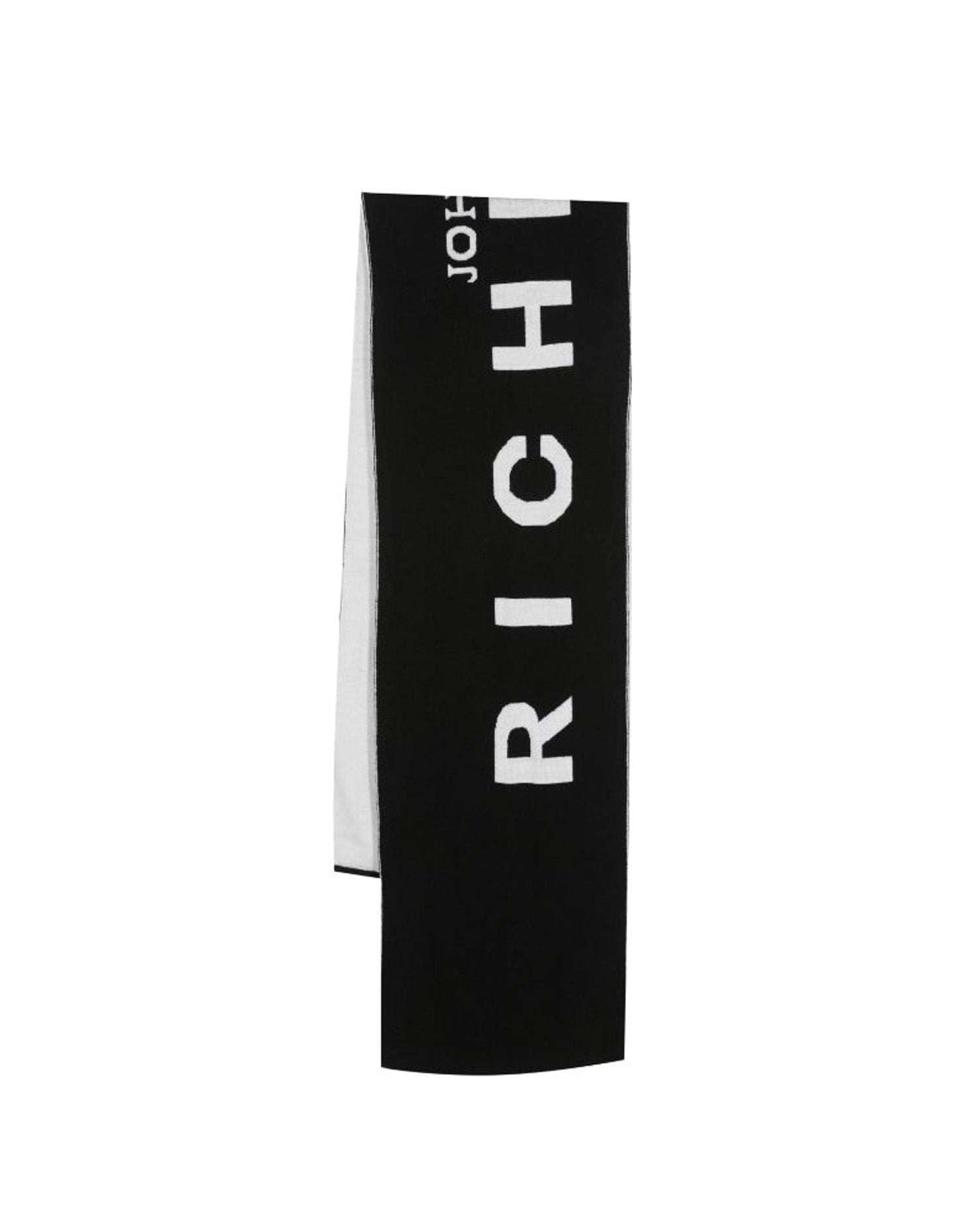 Shop John Richmond Iconic Scarf With Logo In Bianco/nero