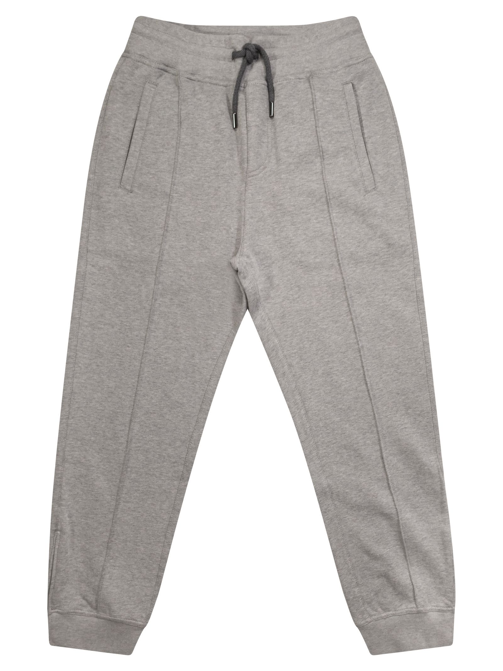 Brunello Cucinelli Kids' Techno Cotton Fleece Trousers With Crete And Bottom Zip In Gray