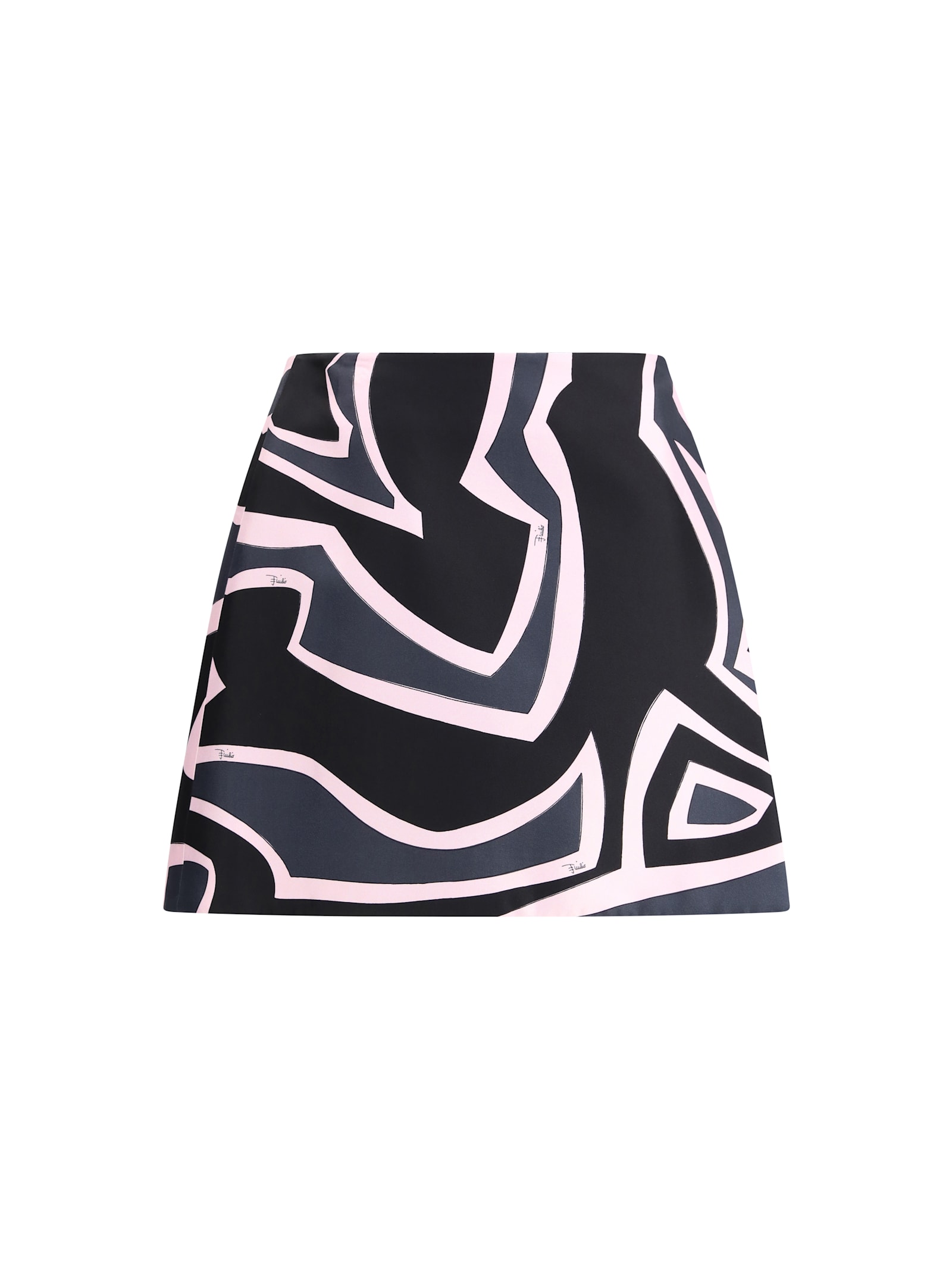 Pucci Wrap Mini Skirt In Silk Twill With Marmo Print In Black