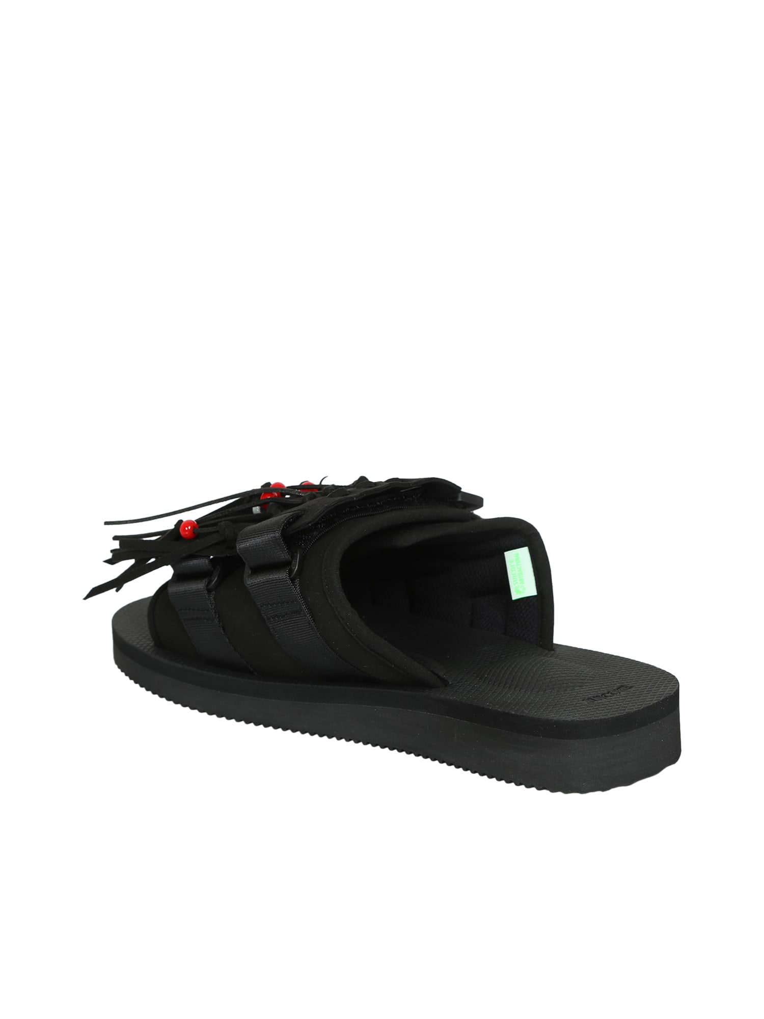 Shop Suicoke Hoto-cab Fringed Black Sandals