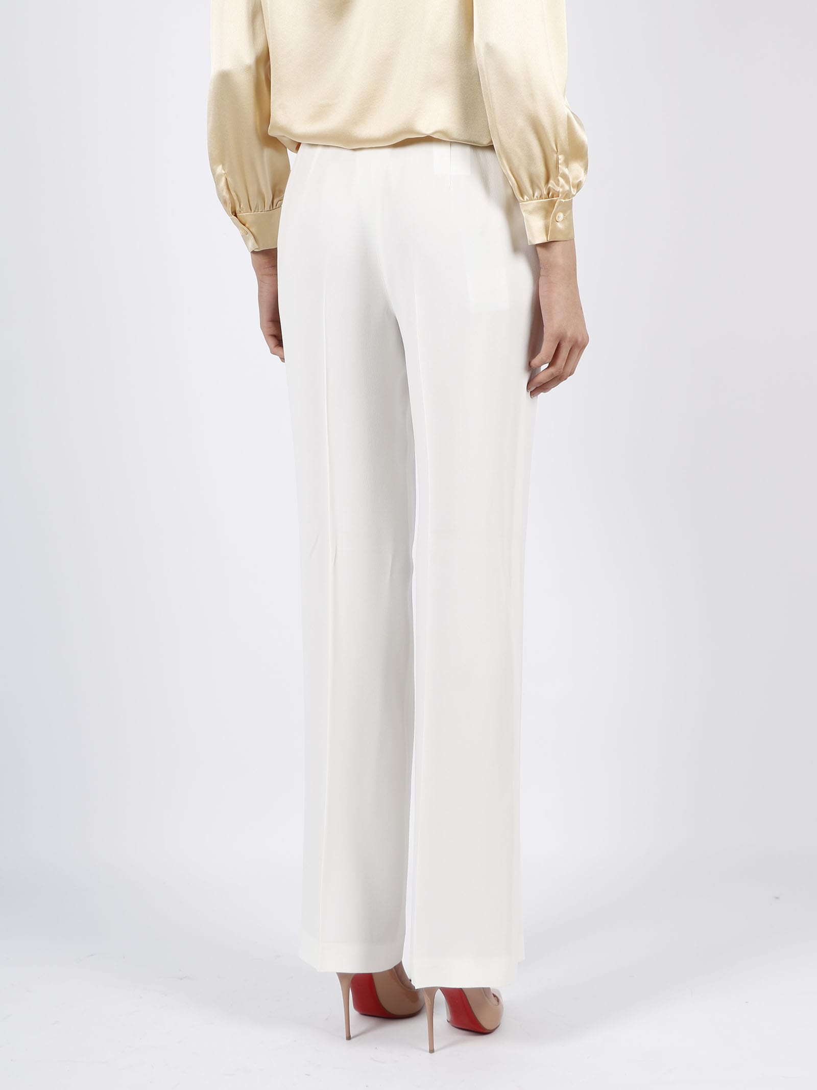 Shop Alberta Ferretti Tailored Enver Satin Trousers In White