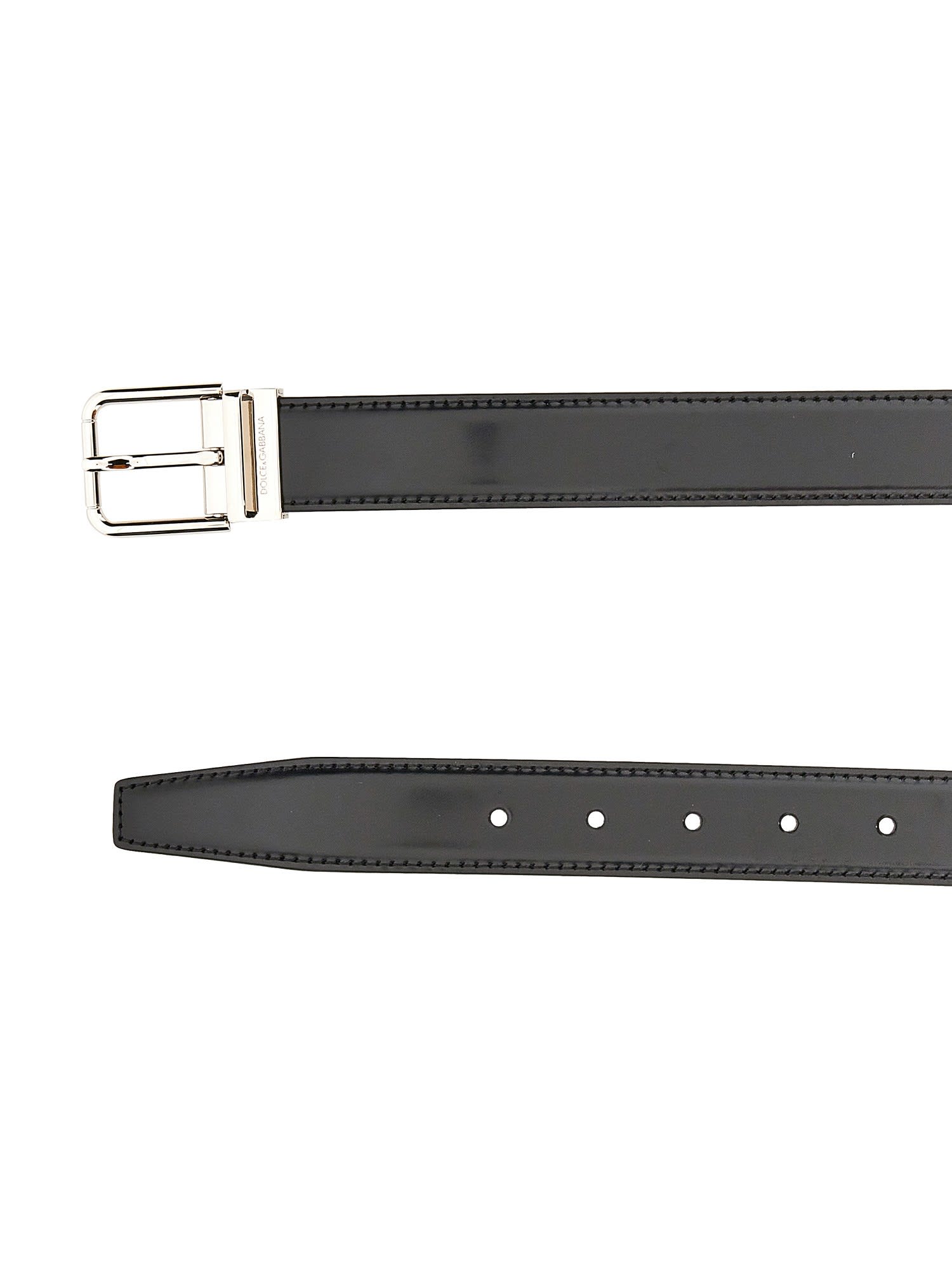 Shop Dolce & Gabbana Thin Leather Belt In Black