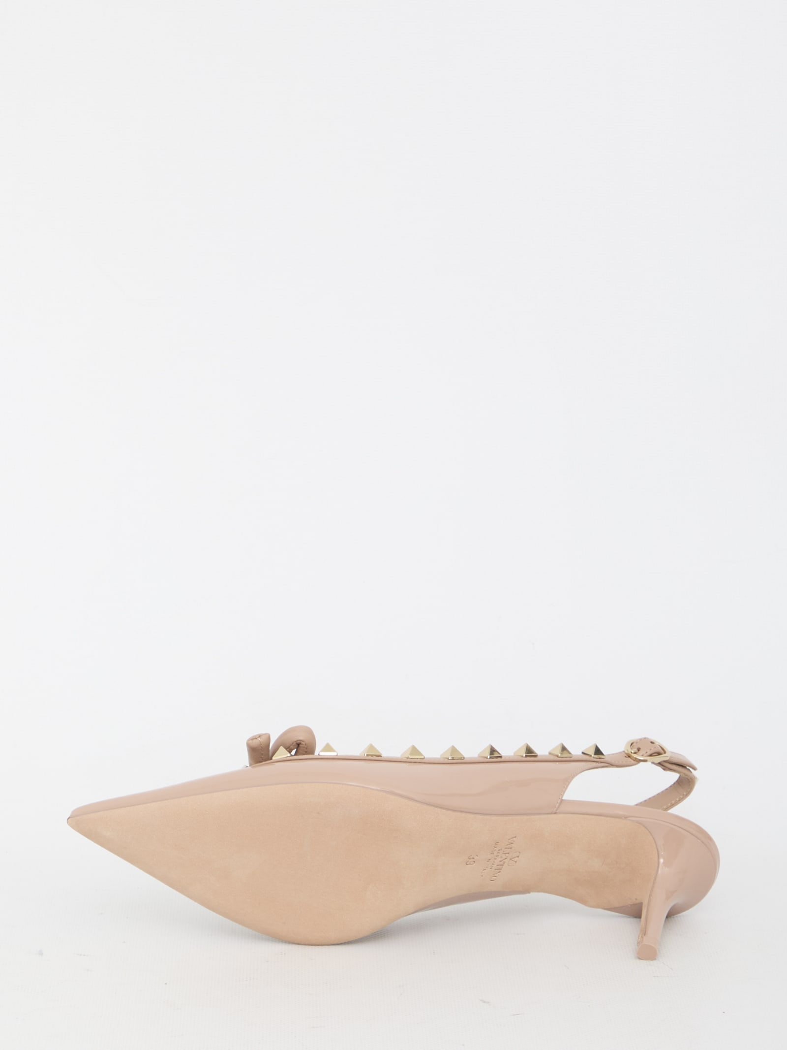 Shop Valentino Rockstud Bow Slingback Pumps In Pink