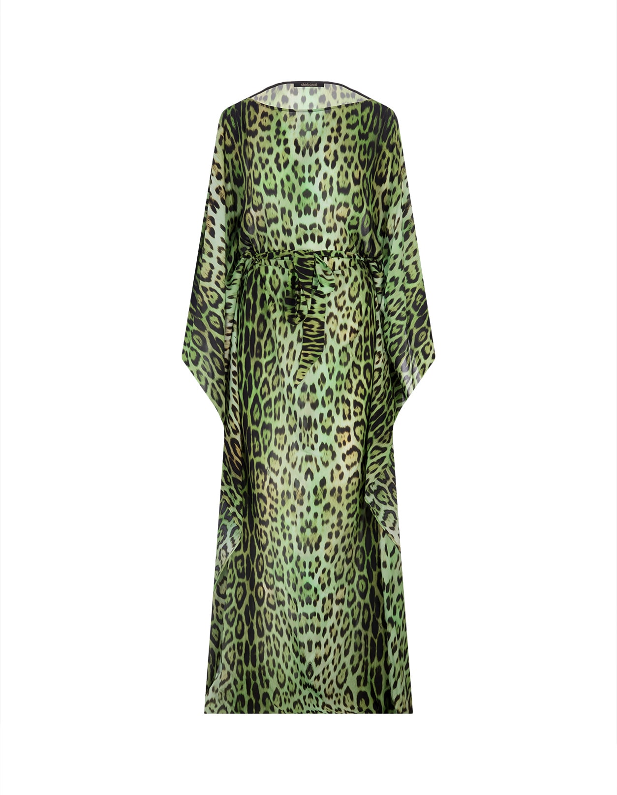Roberto Cavalli Leopard Print Kaftan Dress In Green | ModeSens