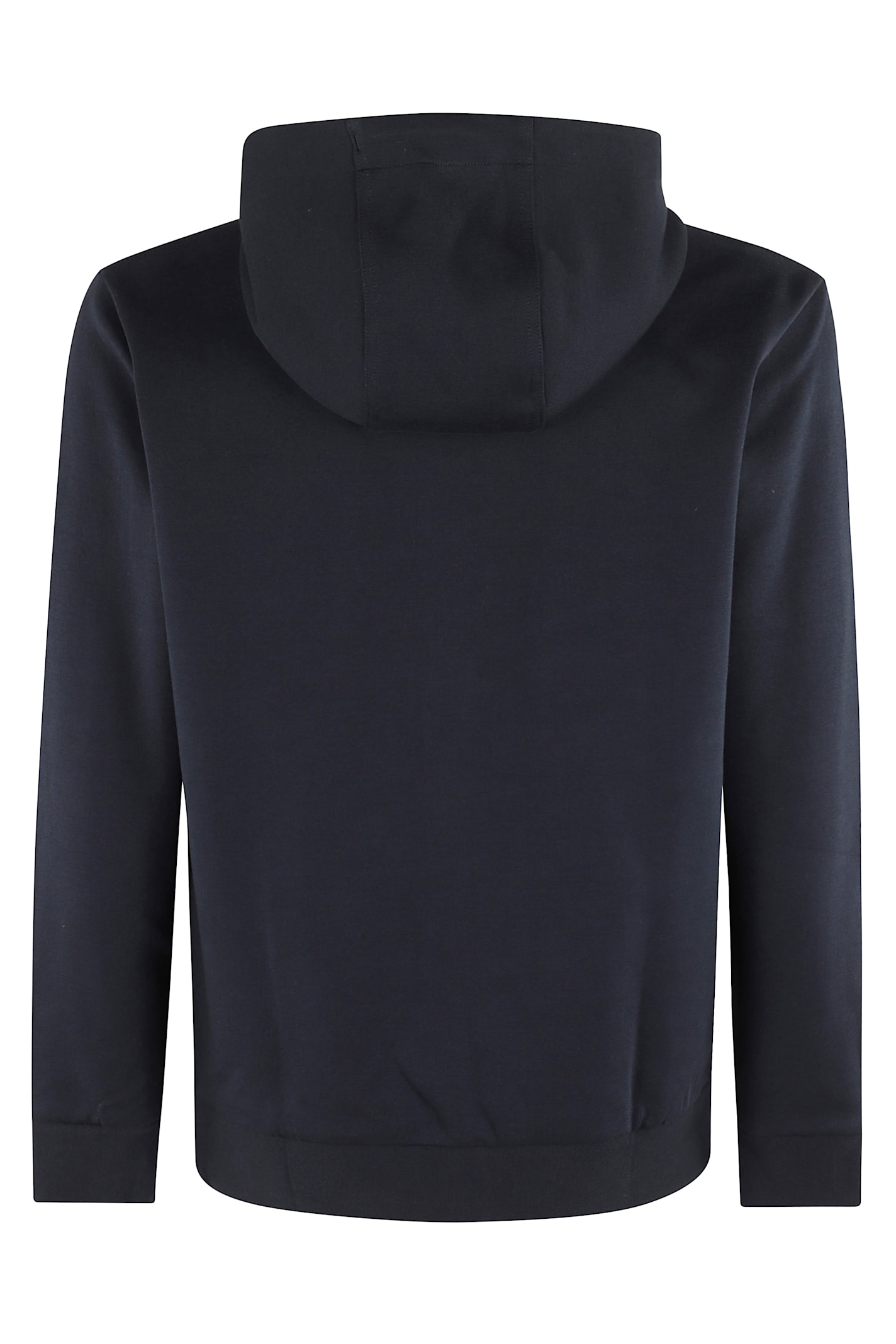 Hugo Boss Boss Zip-up Hoodie With Adjustable Hood And Metallic Logo In Dark Blue