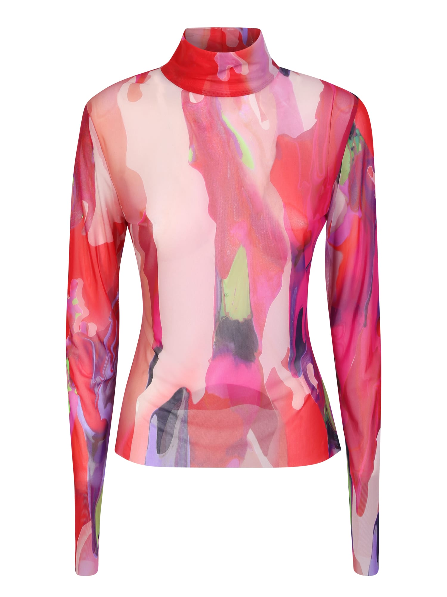 MSGM Sheer Top With Abstract Print Pink