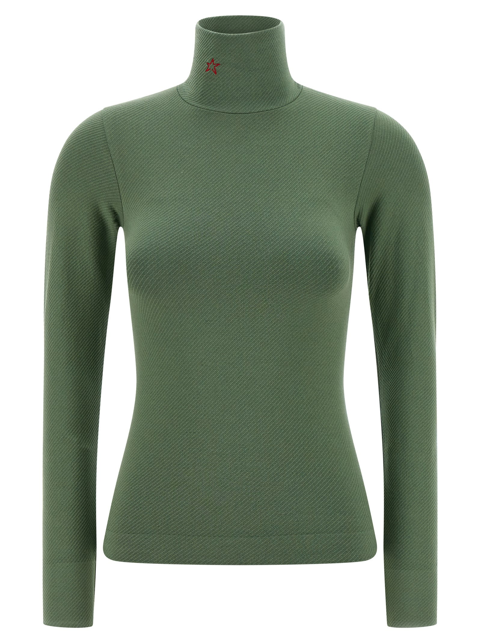 Perfect Moment Thermal Long Sleeve Turtleneck Top In Green