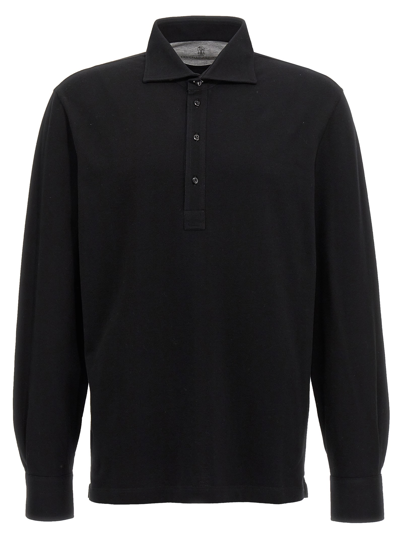 Long-sleeved Cotton Polo Shirt