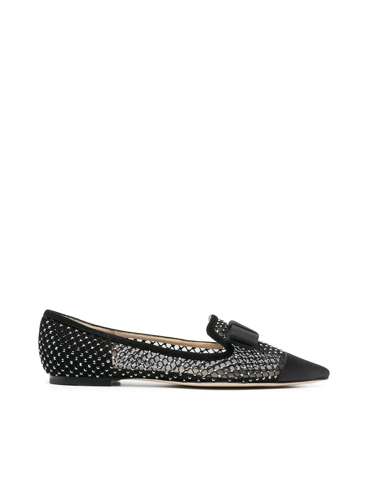 JIMMY CHOO SUEDE W/CRYSTAL MESH,GALAABJ BLACK JET MIX BLACK JET MIX