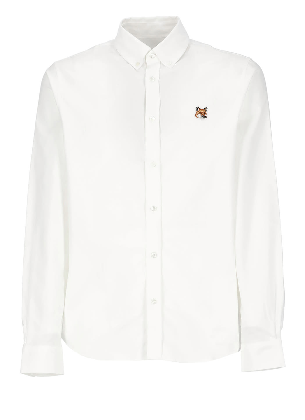 Maison Kitsuné Button Down Classic Shirt With Institutional Fox H Clothing In White