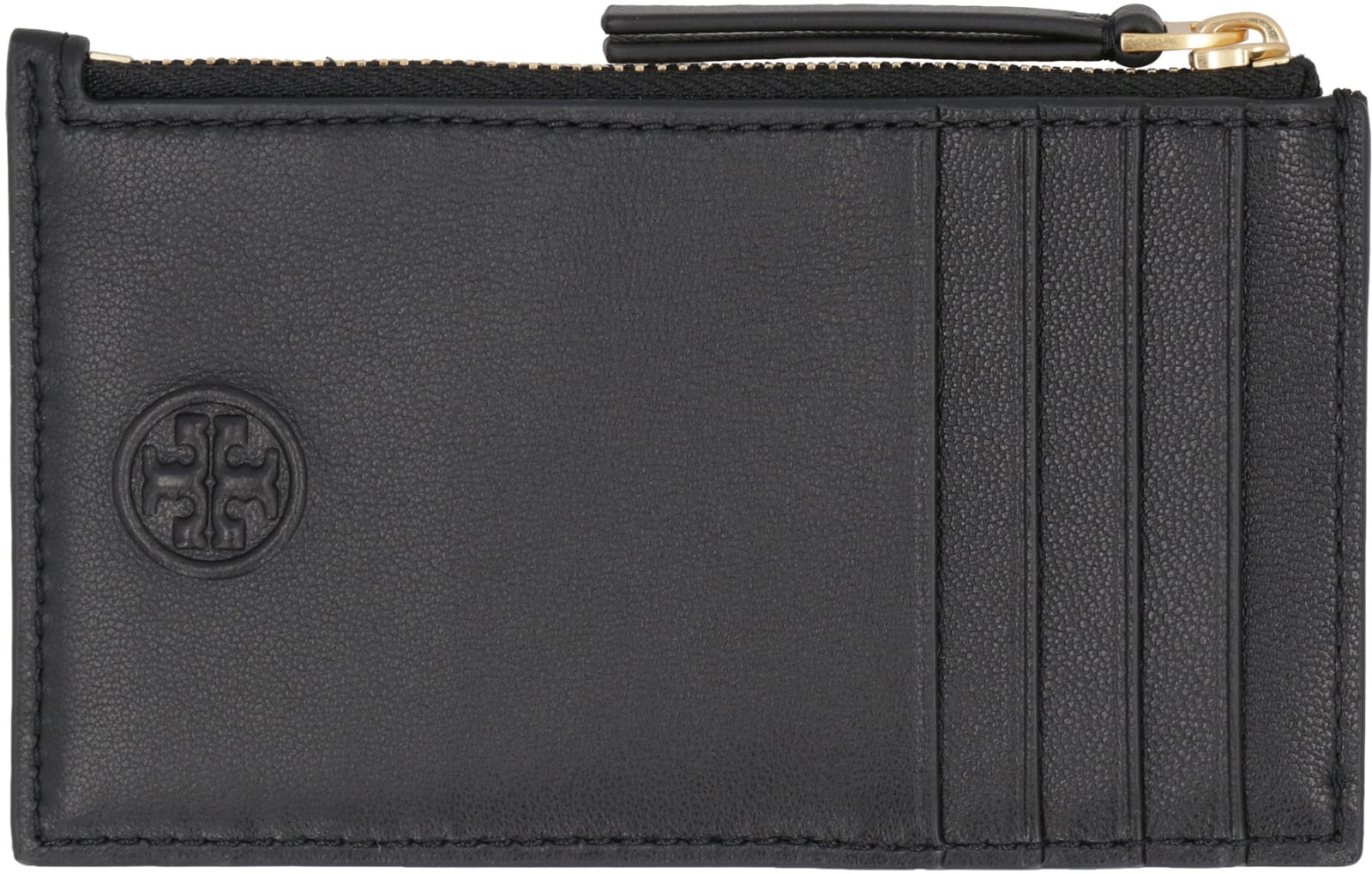 Shop Tory Burch Fleming Leather Card Holder In Nero