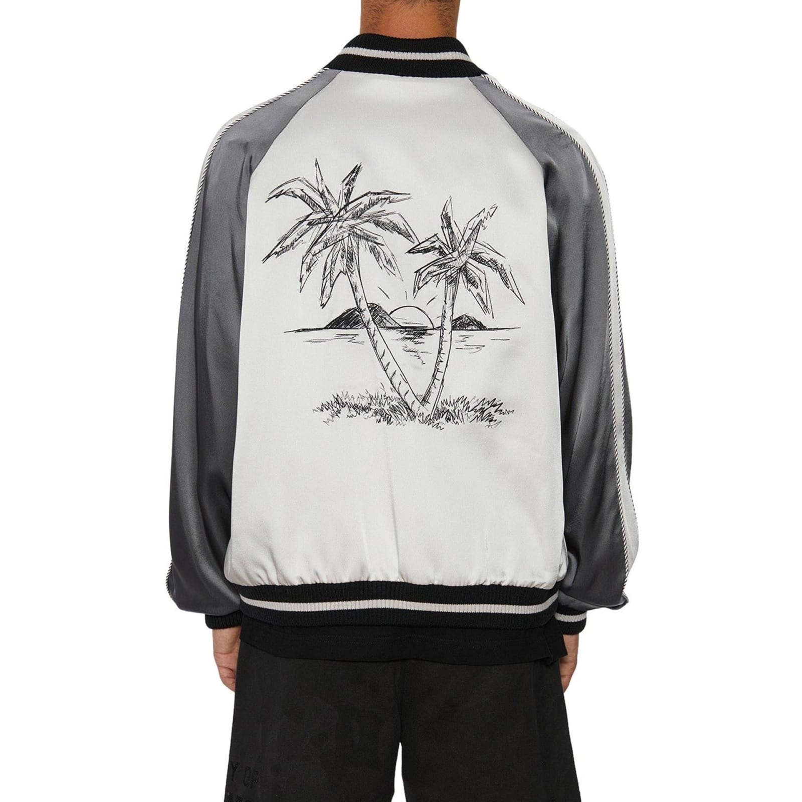 Shop Palm Angels Palms Souvenir Bomber Jacket In Gray