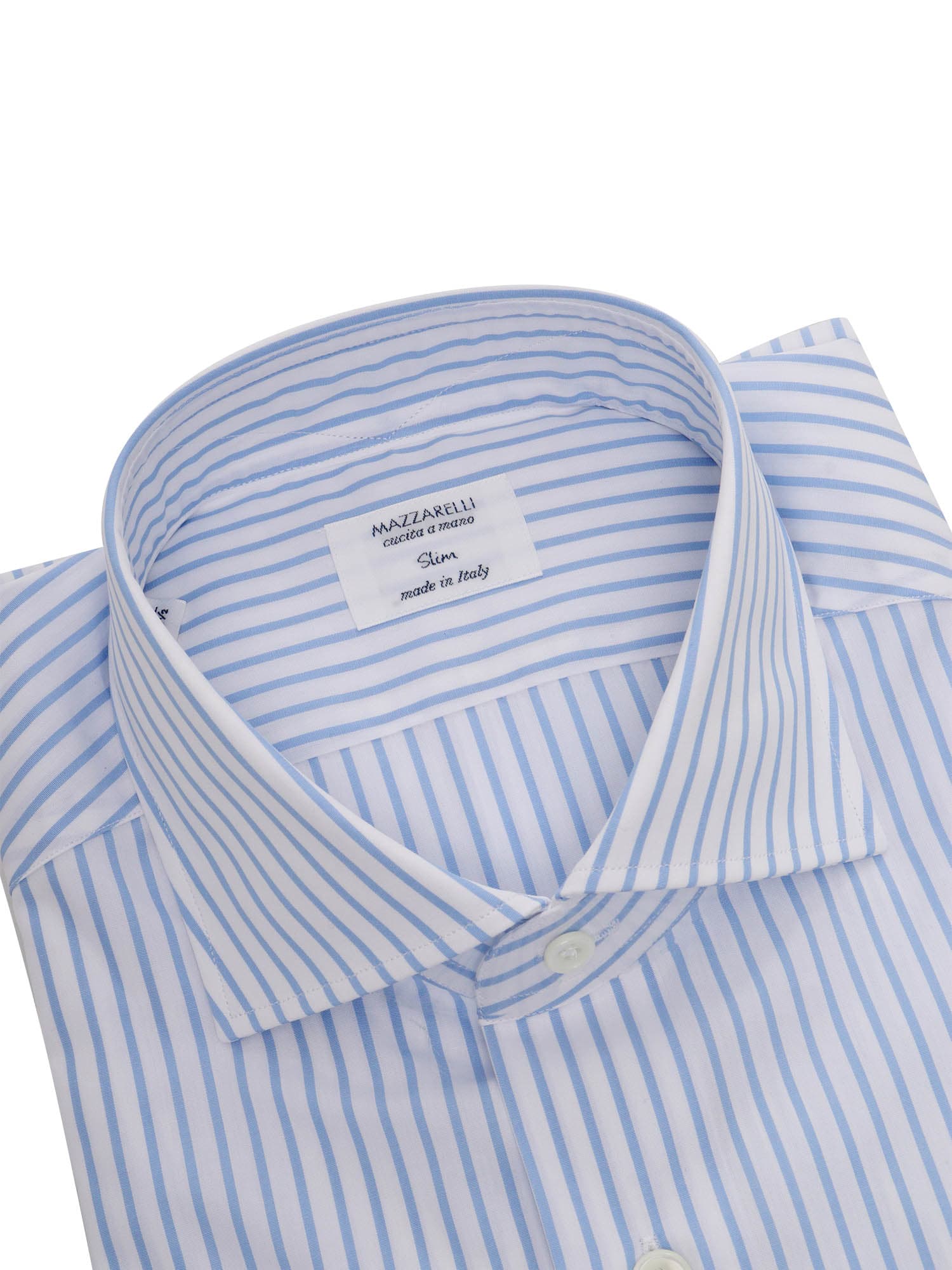 Shop Mazzarelli Light Blue Striped Shirt In White
