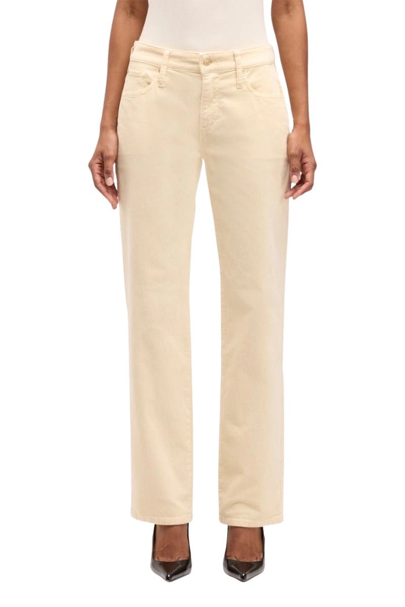 7 For All Mankind Calie Straight Corduroy Eggshell In Nude
