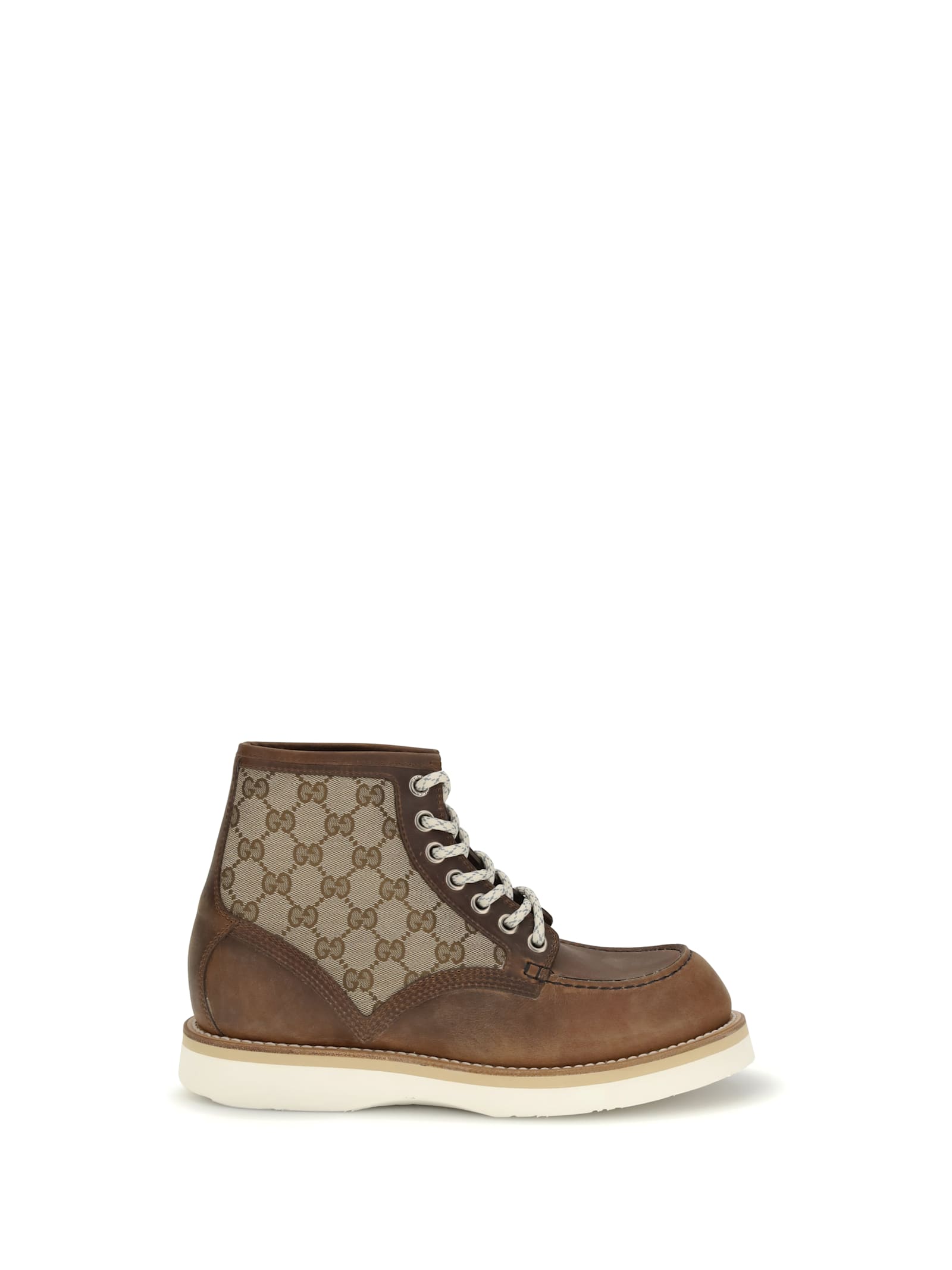 Gucci Laced Ankle Boot With Gg Insert Men