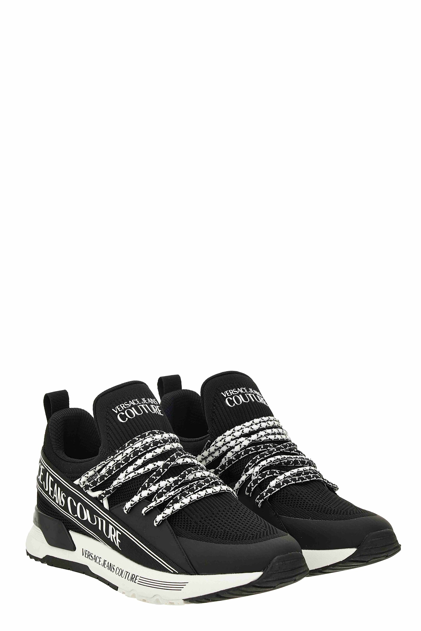 Versace Jeans Couture Lace-up Logo Sneakers In Black