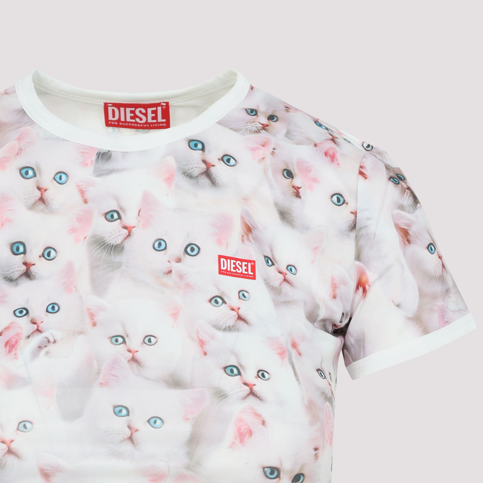 Diesel Cat-print T-shirt With Short Sleeves Throughout In Multi