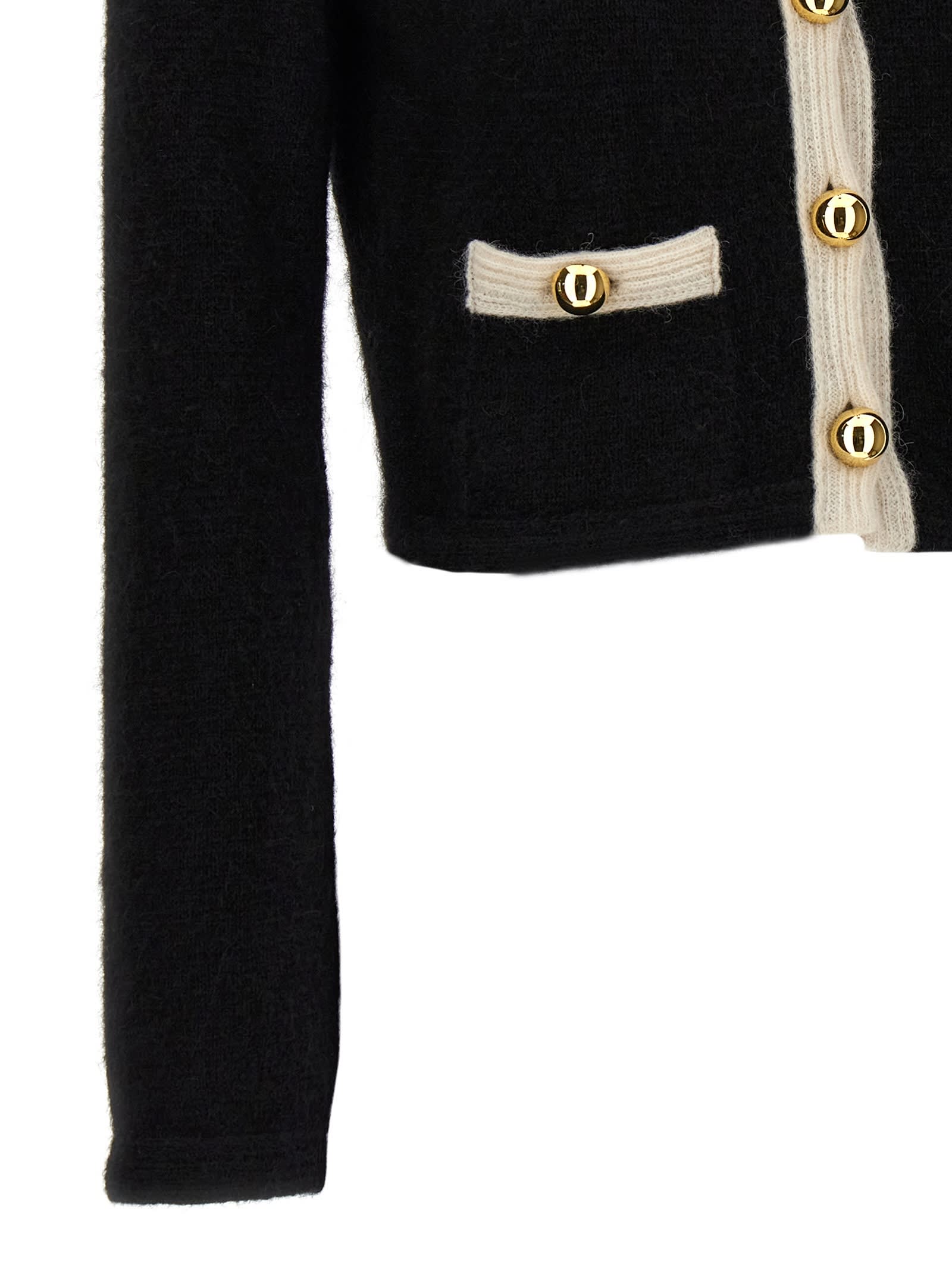 Alessandra Rich Alpaca Cropped Cardigan In Black