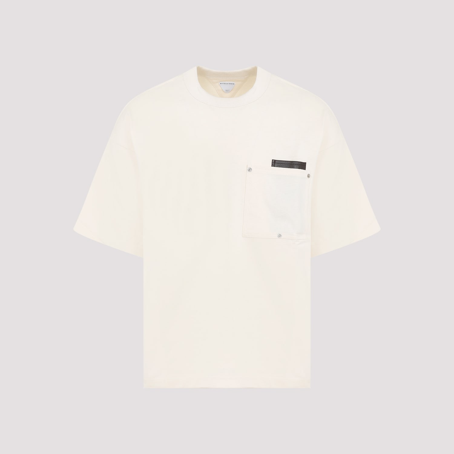 Shop Bottega Veneta Leather Pocket T-shirt In Soap