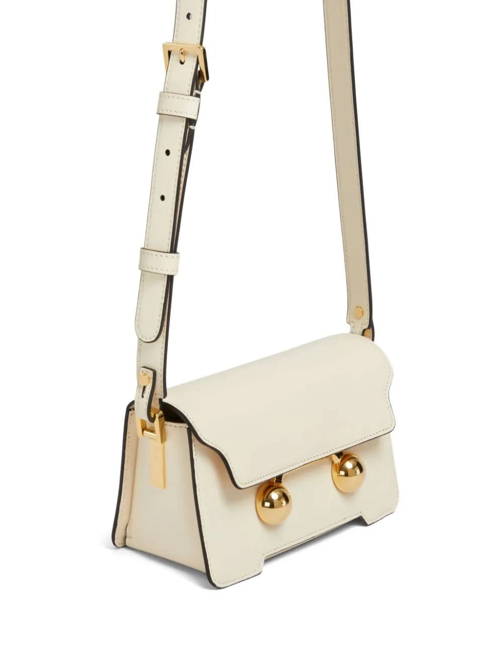 Shop Marni Trunkaroo Mini Shoulder Bag In Cream White Leather