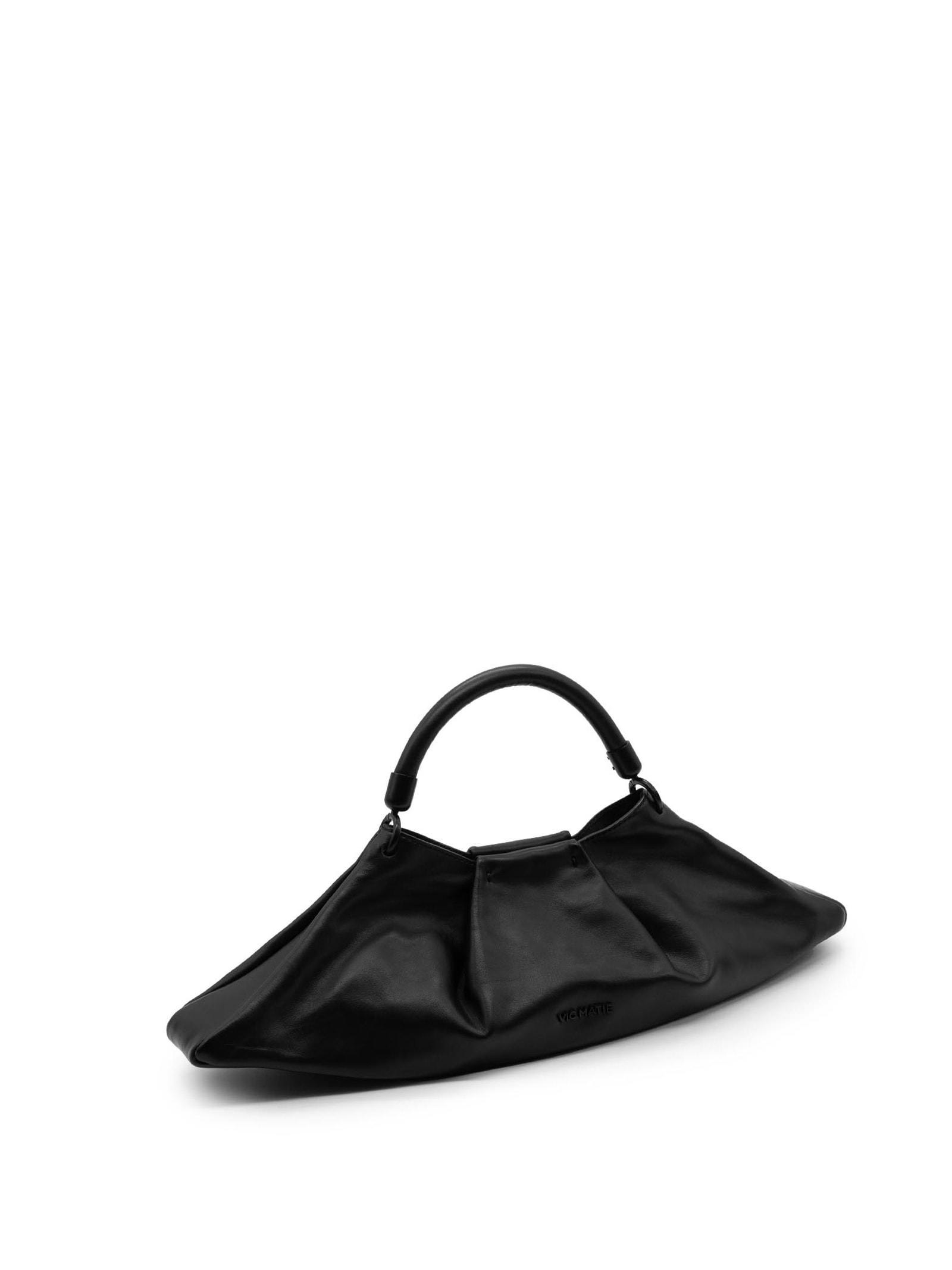 Shop Vic Matie Black Leather Clutch Bag With Shoulder Strap