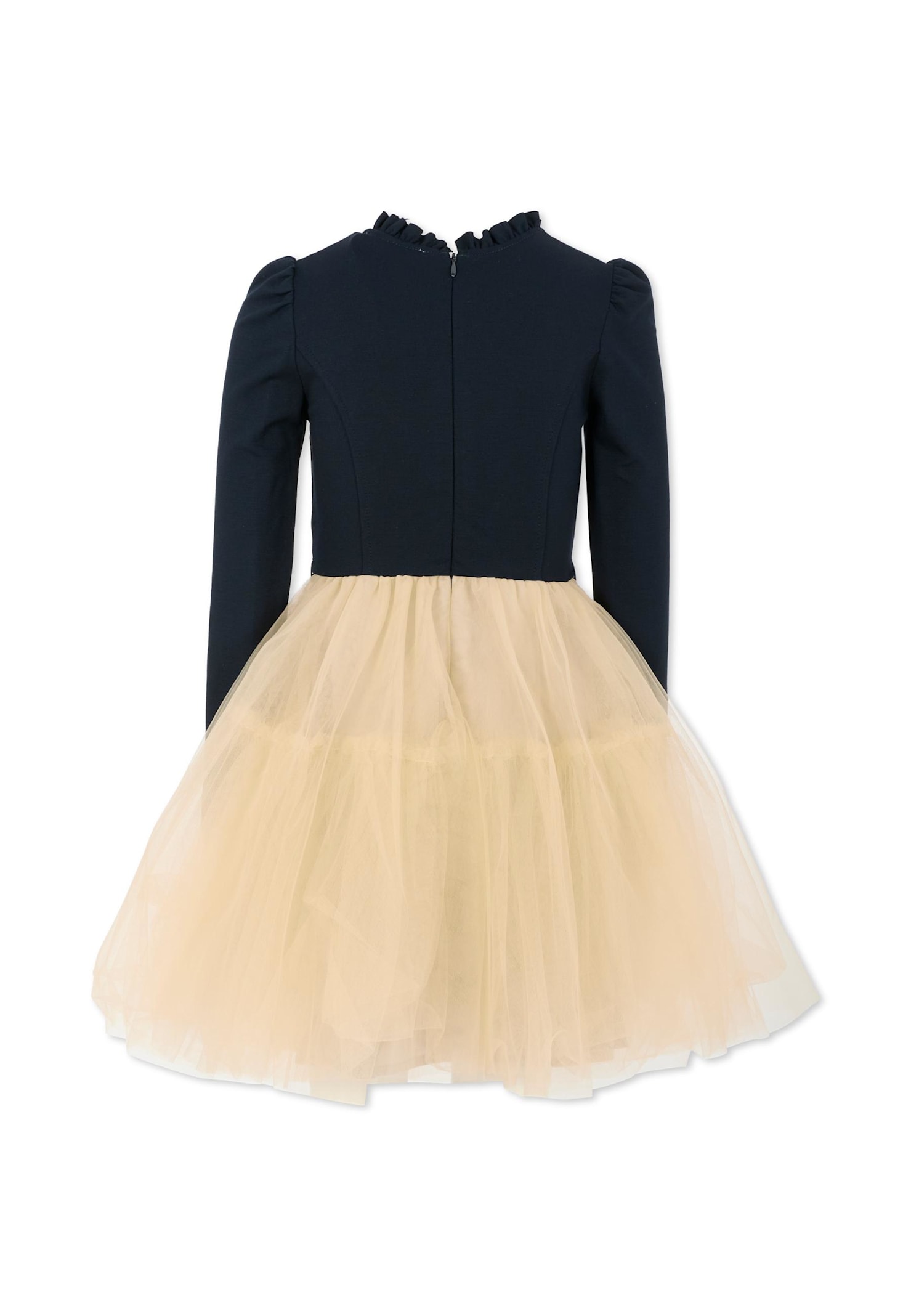 Monnalisa Blue Dress For Girl With Minnie In Blue