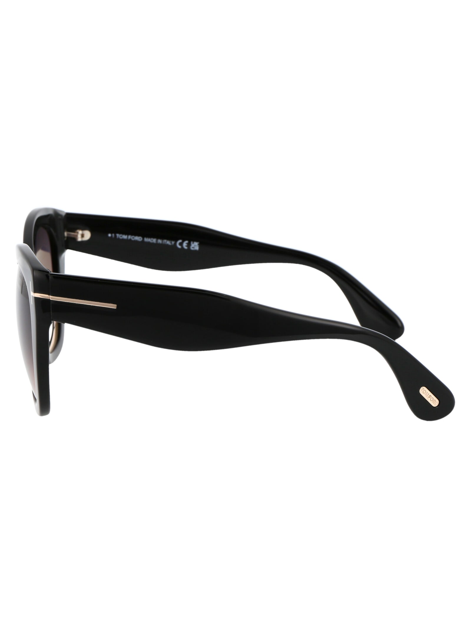 Shop Tom Ford Cara Sunglasses In 01b Nero Lucido / Fumo Grad