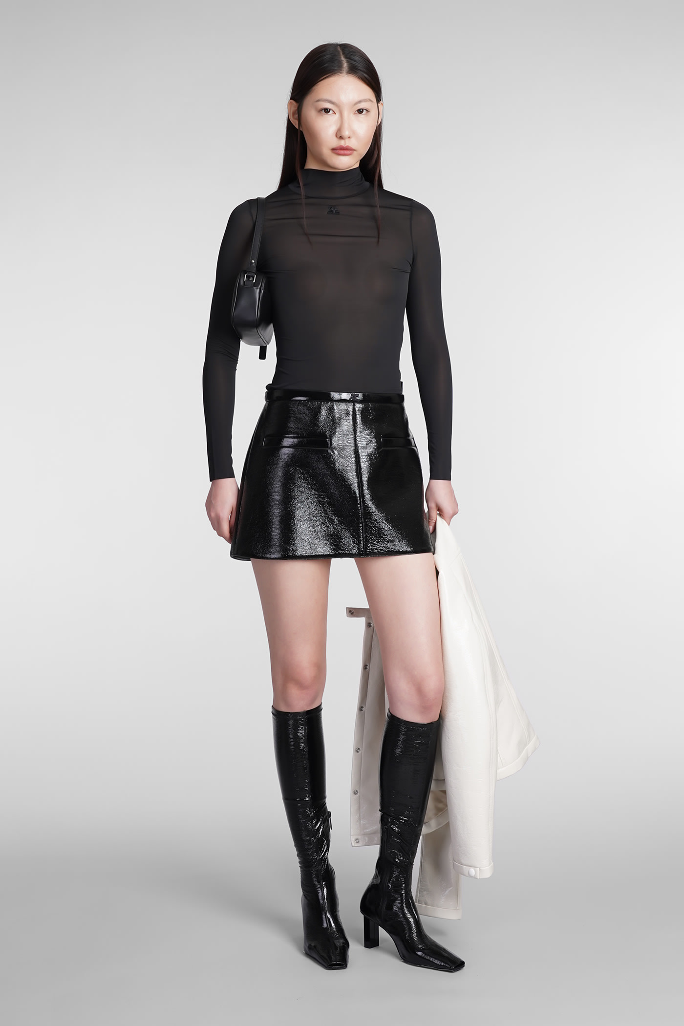 Shop Courrèges Mockneck Second Skin Top In Black