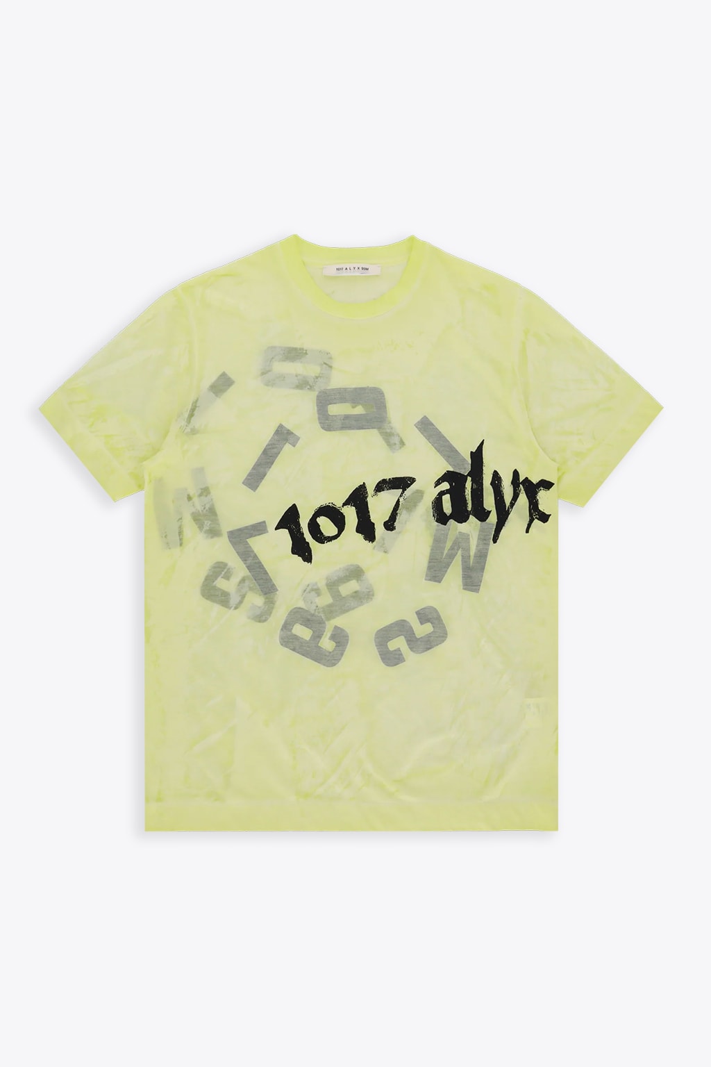 Alyx Translucent Graphic S/s T-shirt Neon Yellow Cotton Translucent T-shirt - Translucent Graphic S/s T-s