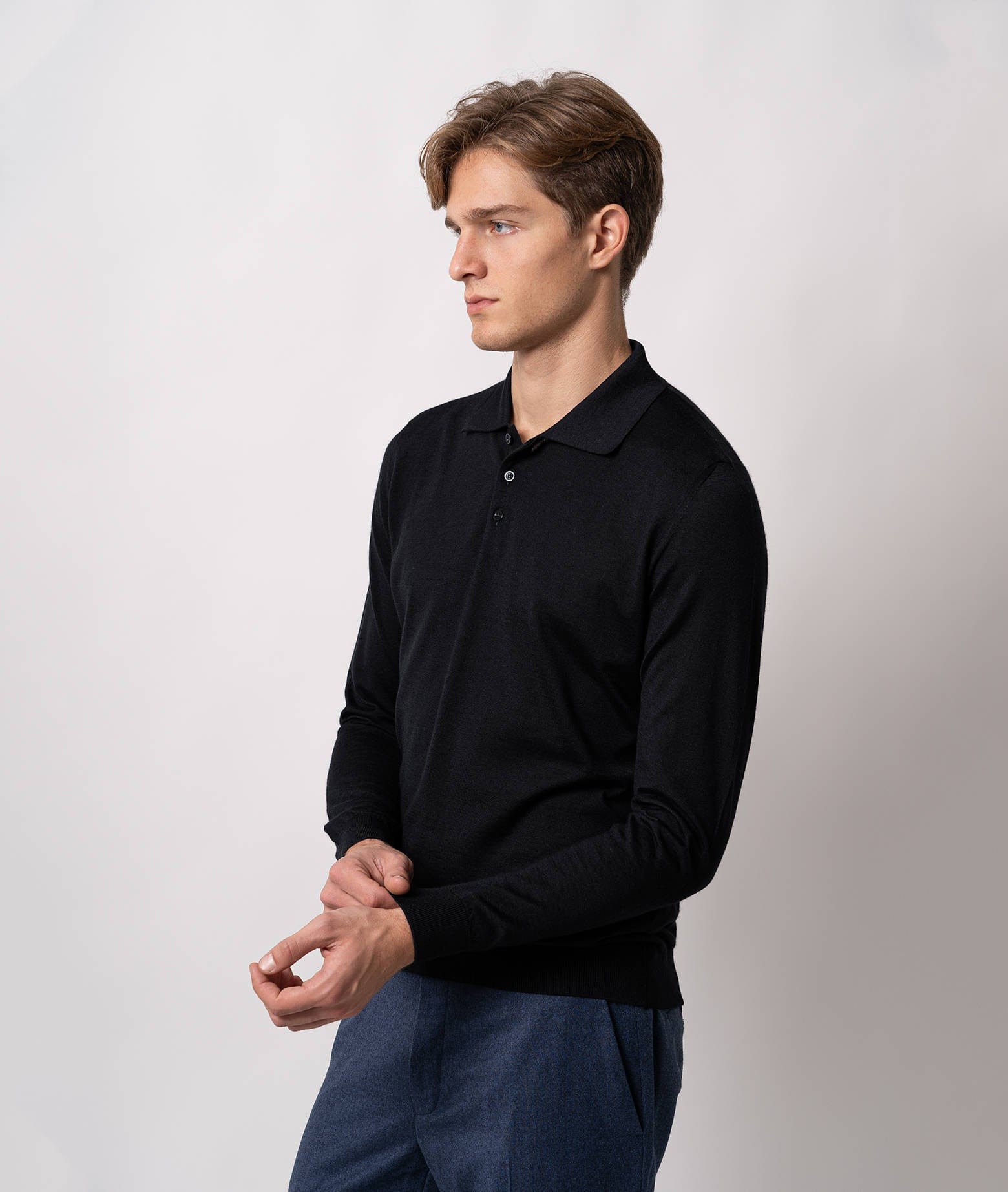 Shop Larusmiani Long Sleeve Polo Coppa Europa Sweater In Black