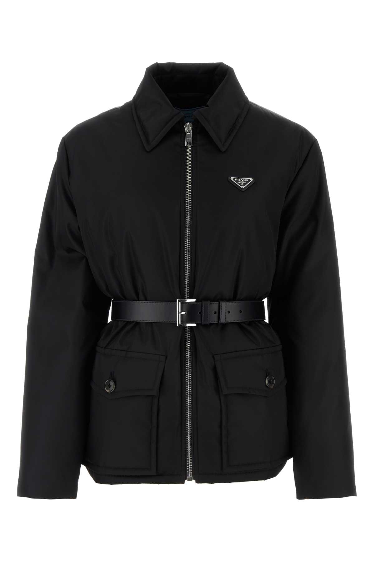 Shop Prada Black Nylon Down Jacket