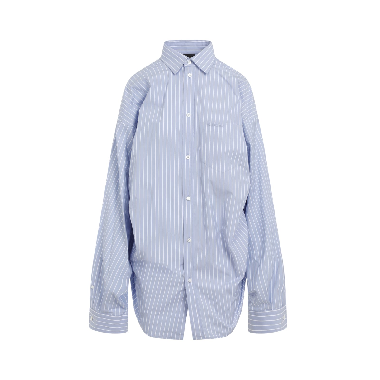 Shop Balenciaga Asymmetric Shirt In Sky Blue White