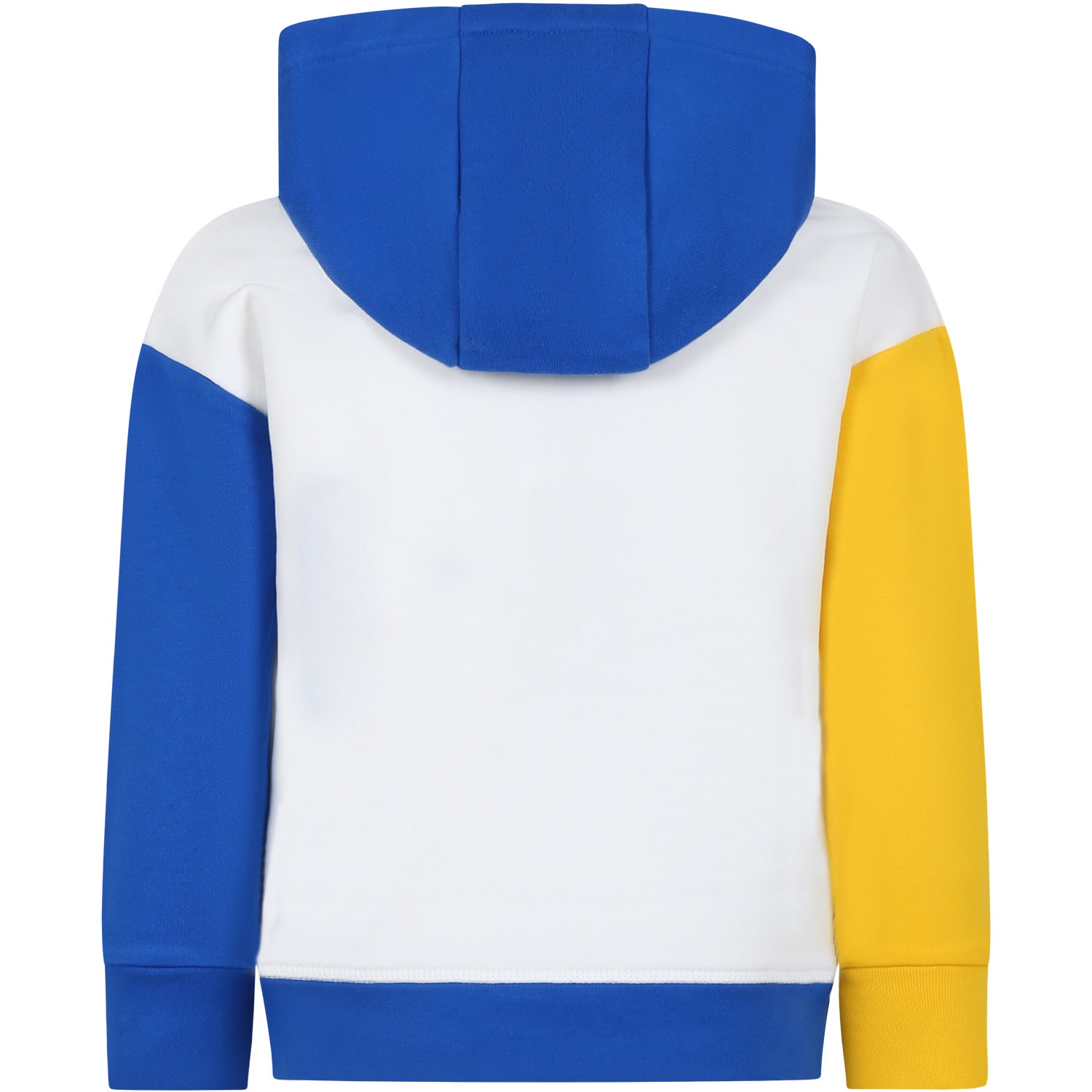 Shop Kenzo Multicolor Hooded Sweatshirt For Boy With Logo In Avorio