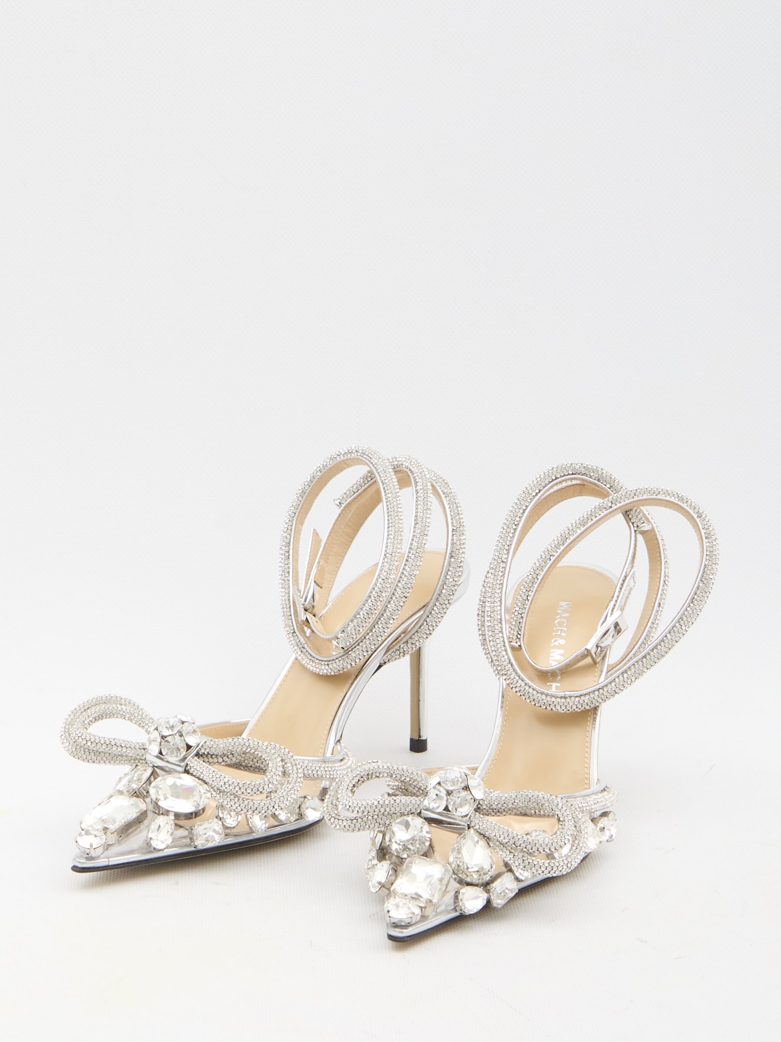 Shop Mach &amp; Mach Double Bow High Heels In Silver