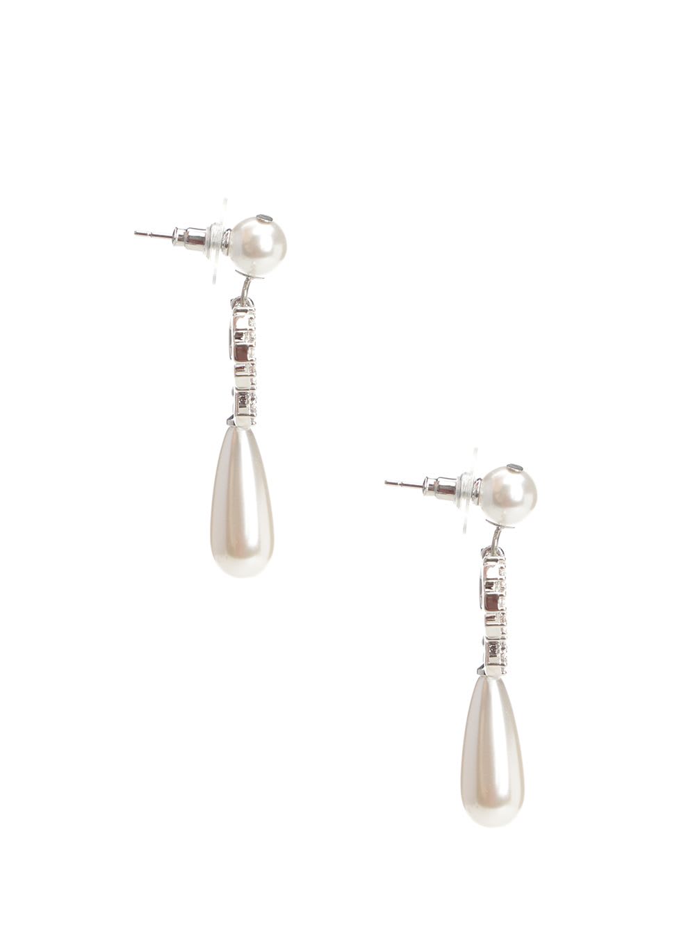 Self-portrait Bow Drop Earrings In Metallic